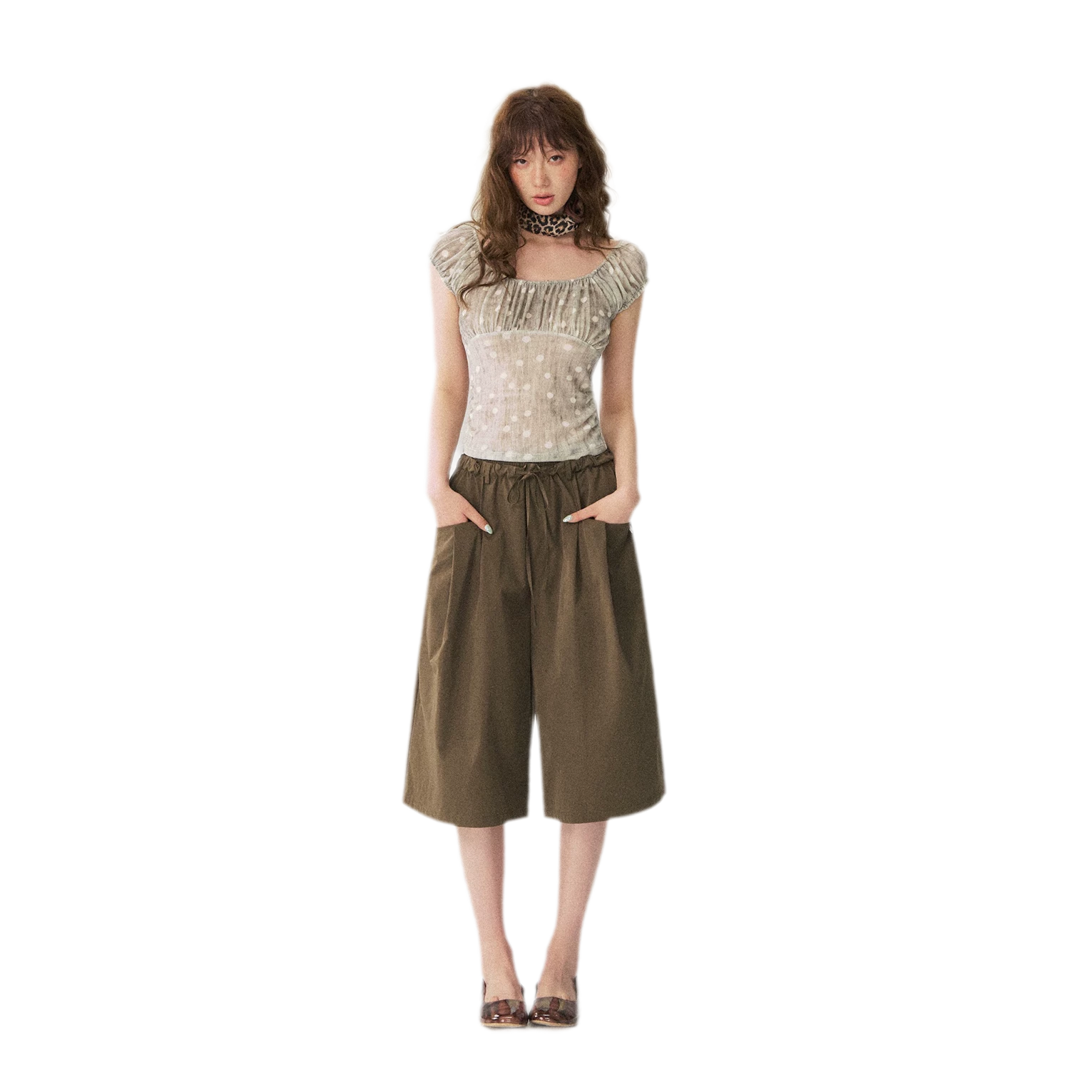 Polka Dot Ruched T-Shirt