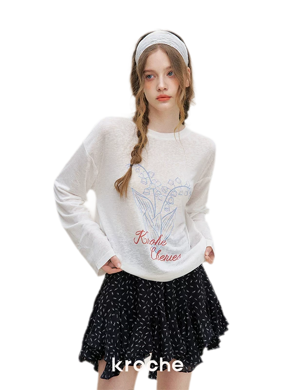 Hand-Drawn Floral Sun Protection Pullover