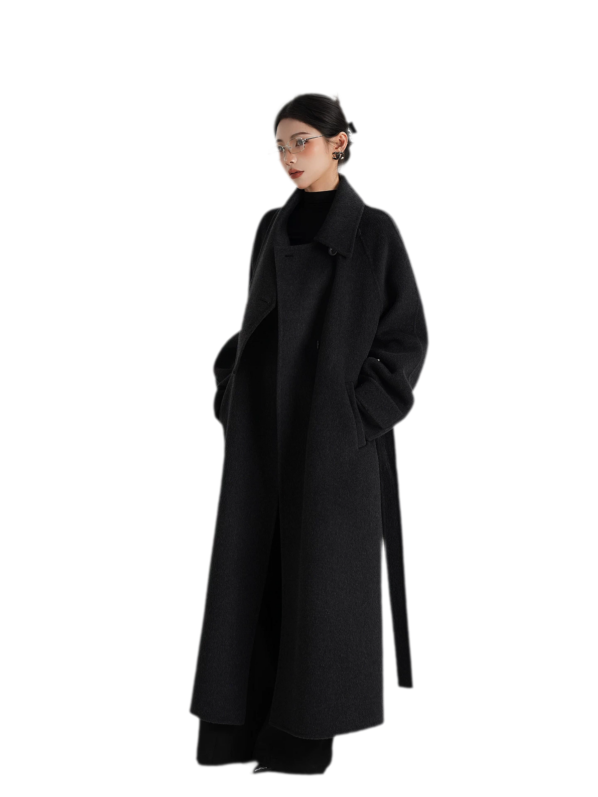 Hand-Stitched Belted Wool Coat