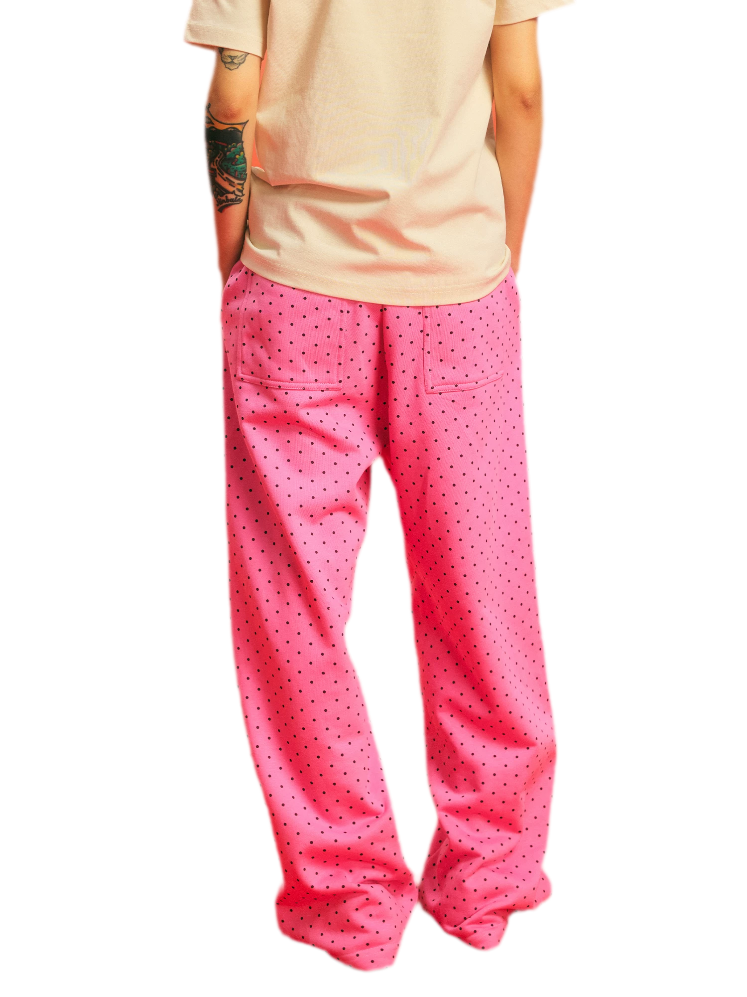Polka Dot Relaxed Straight-Leg Pants