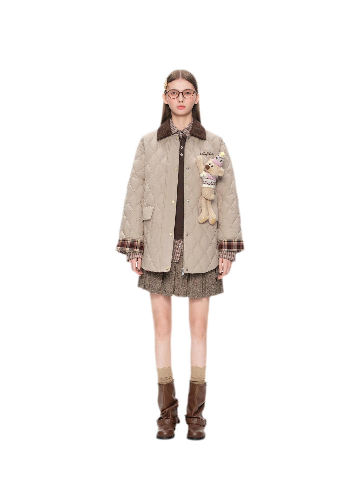 Leichte gesteppte Daunenjacke mit Rautensteppung