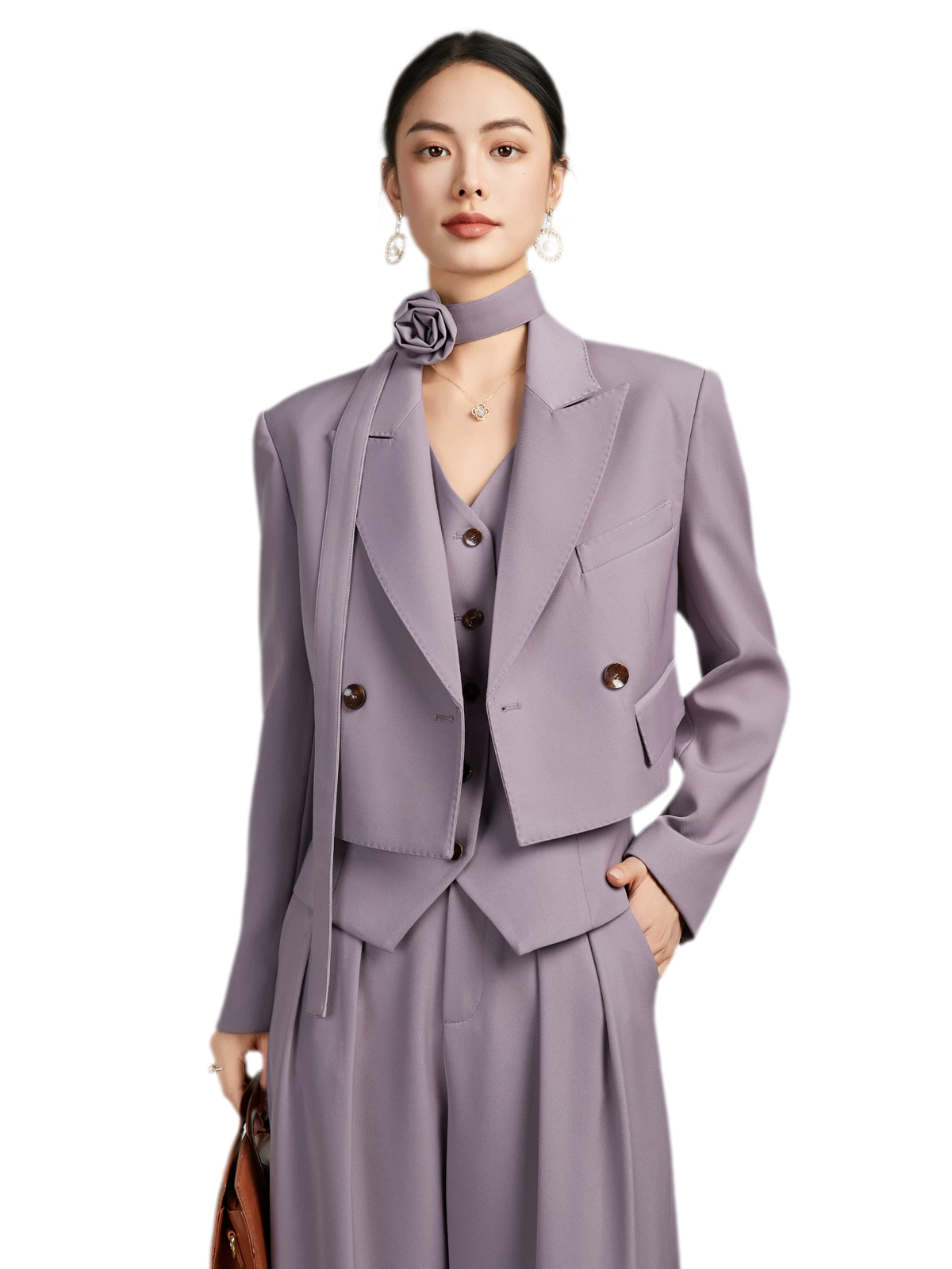 Mauvefarbenes Tailleur-Anzugset