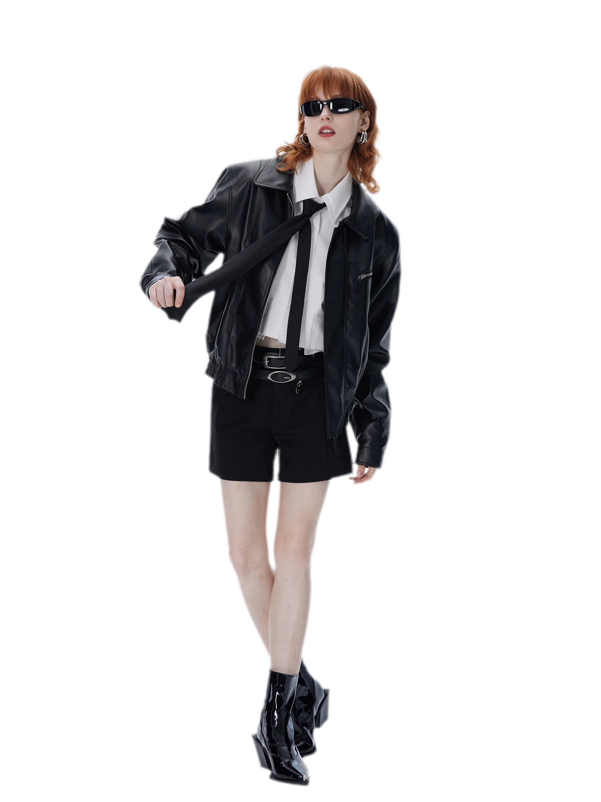 Textured Oversized Leather-Look Jacket