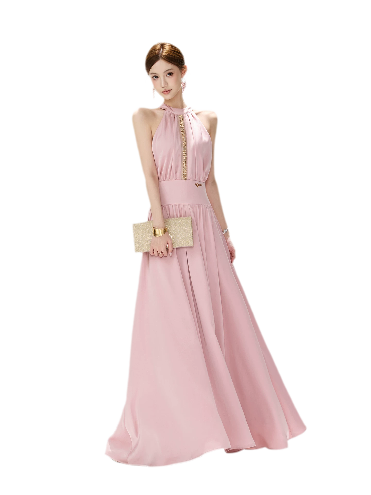 Rhinestone Halter Maxi Dress