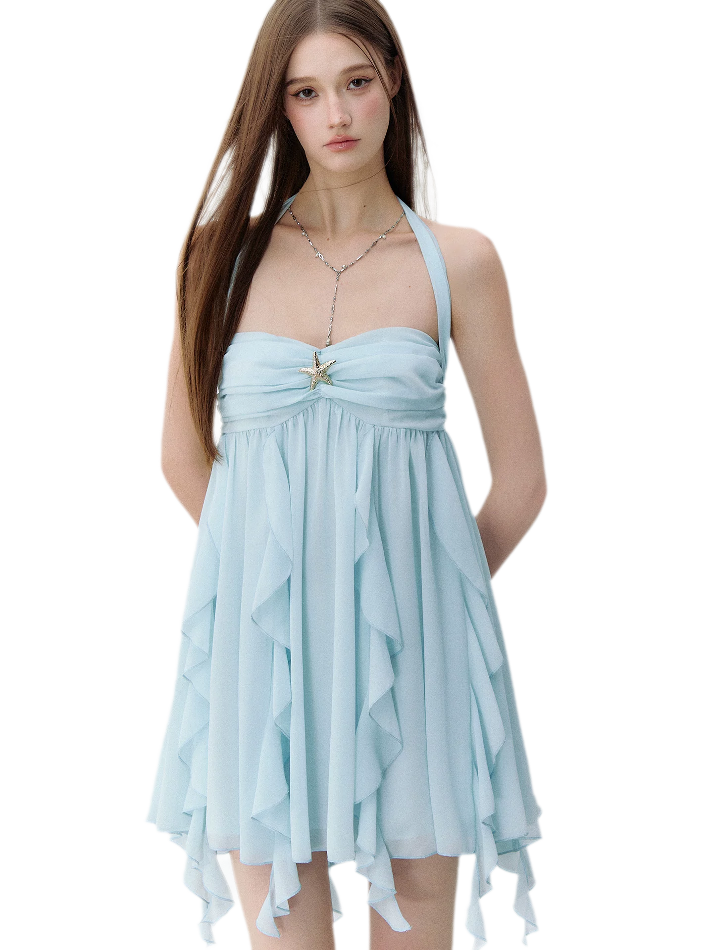 Starfish Ruffle Halter Dress