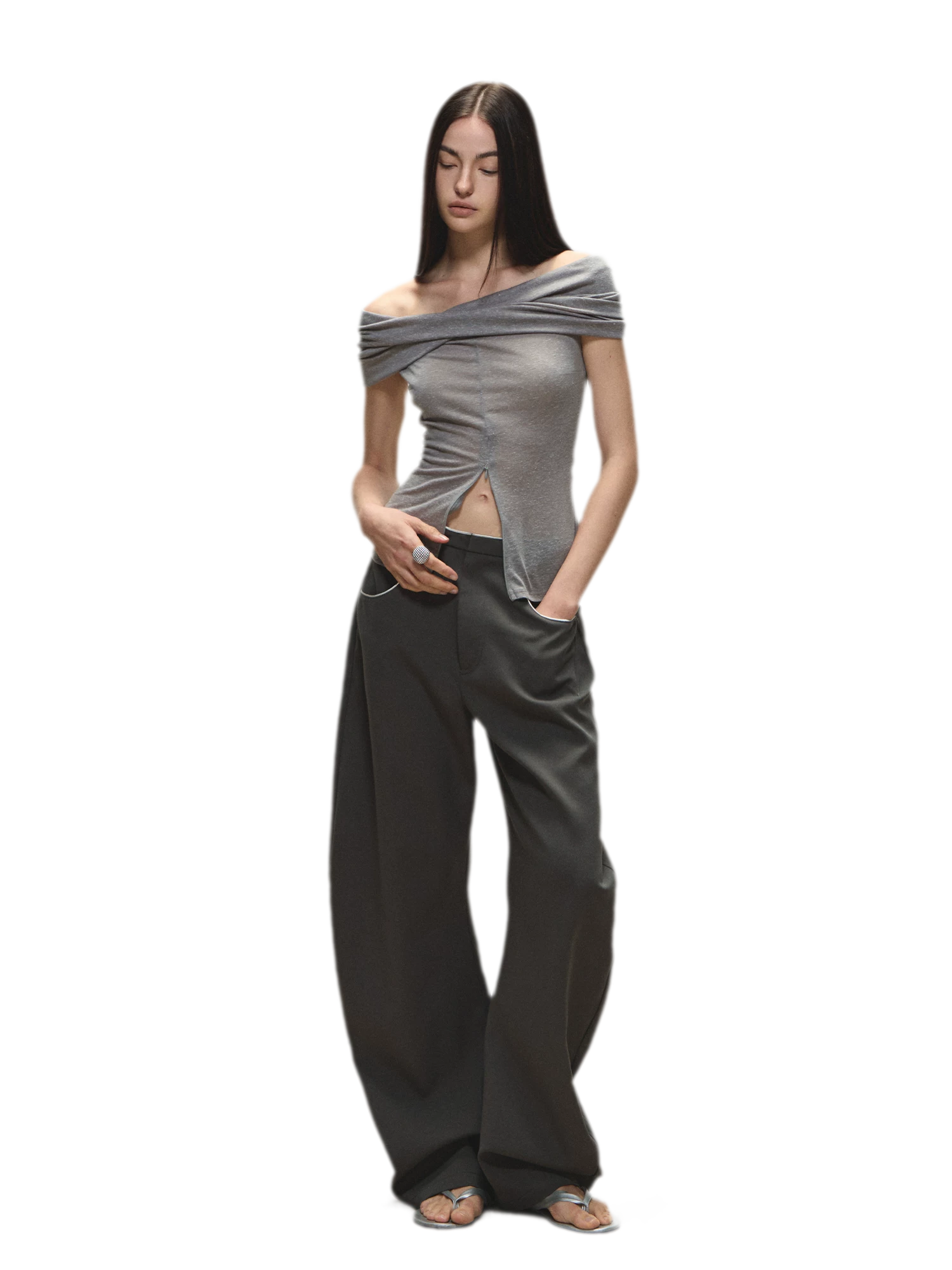 Relaxed Fit Sculpted Wide-Leg Pants