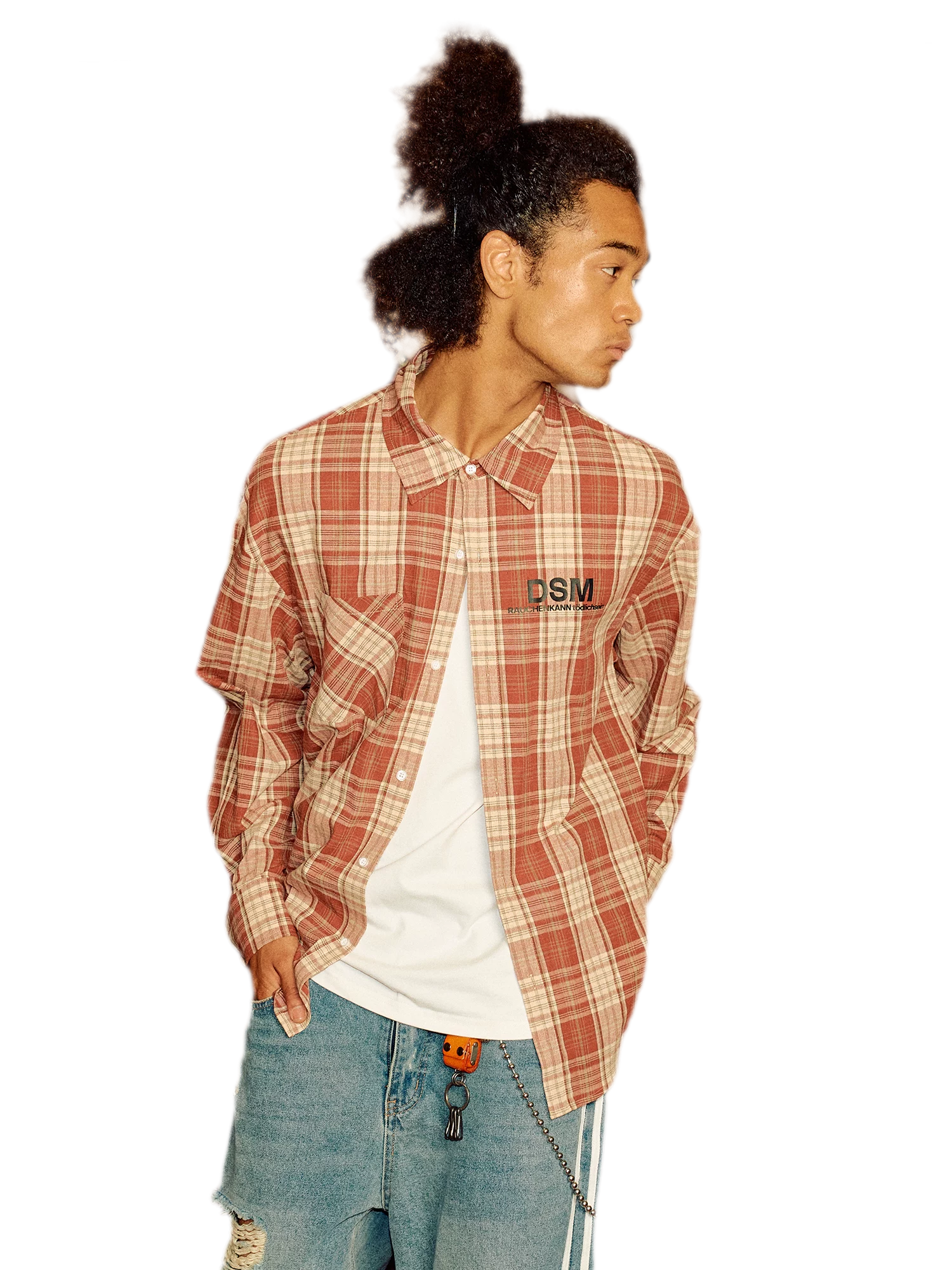 Contrast Plaid Oversized Shirt