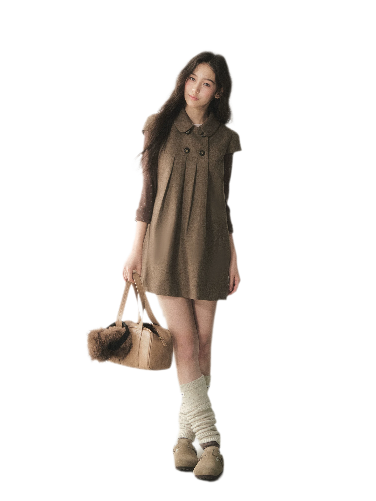 Vestido de lana con cuello Peter Pan