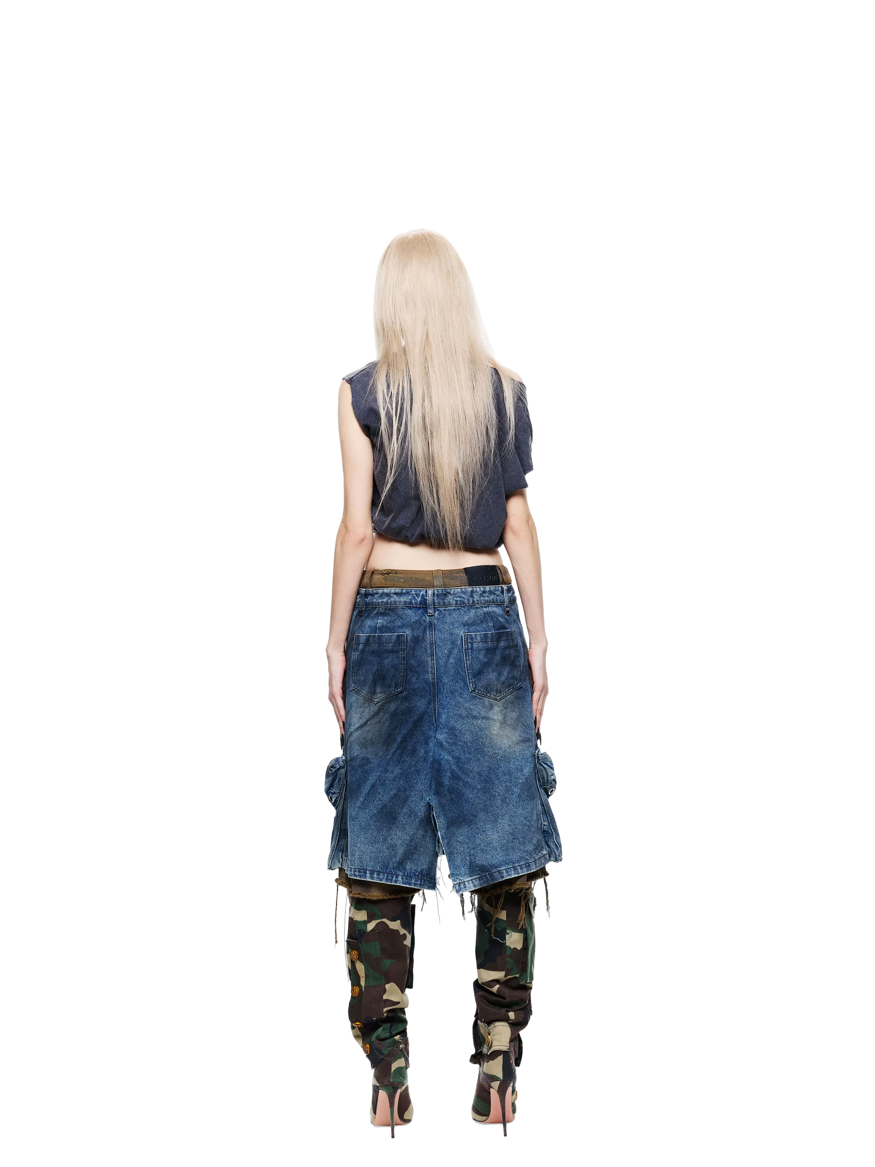 Vintage Washed Printed V-Neck Tank Top