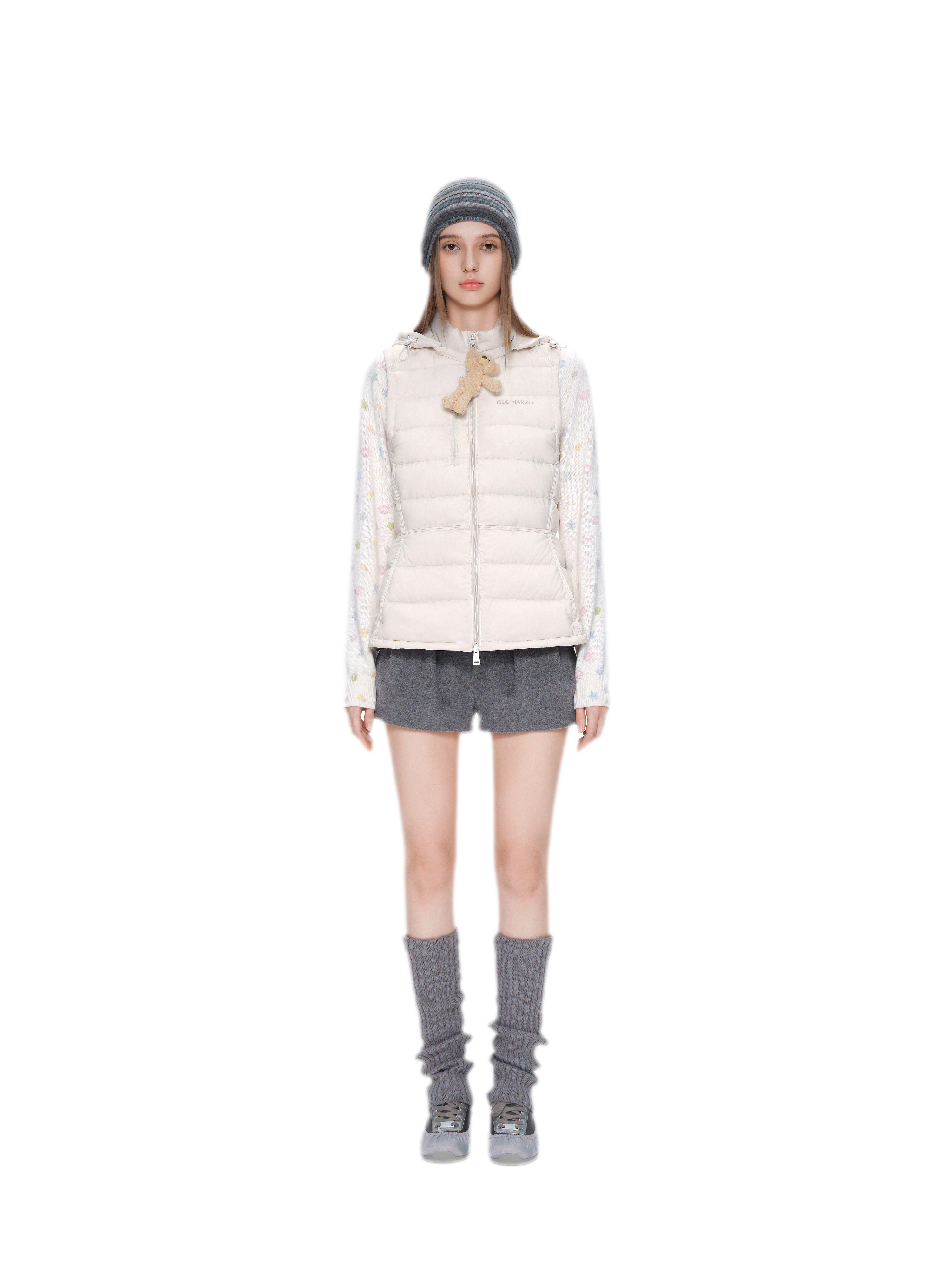 Cinched Hooded Quilted Down Vest