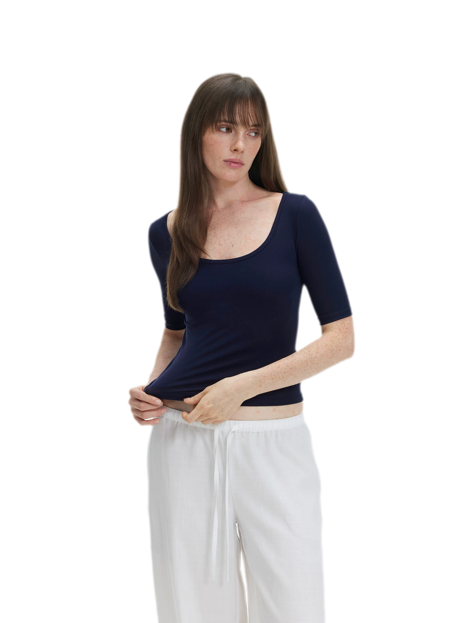 Soft U-Neck Slim-Fit T-Shirt