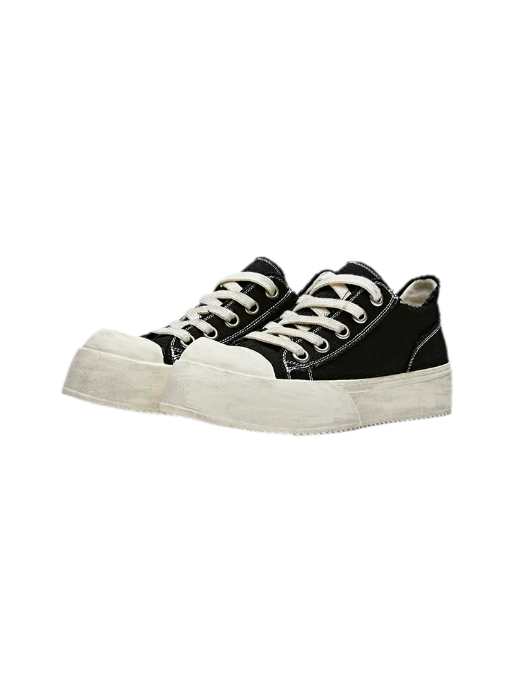 Distressed Platform Canvas Sneakers