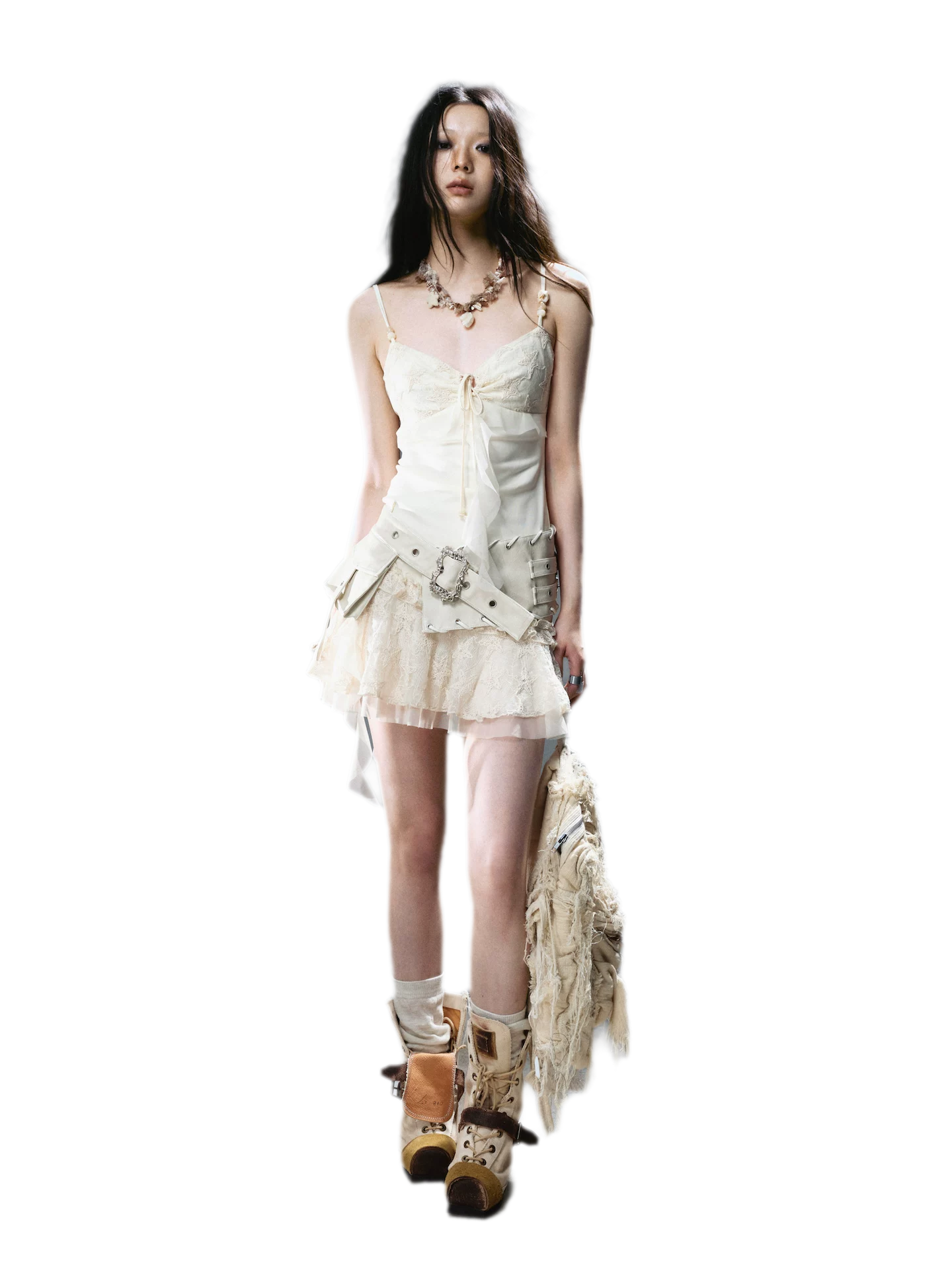 Ruched Mesh Strap Dress