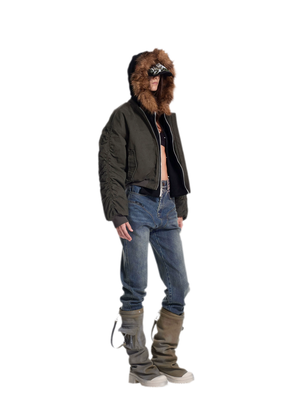 Washed Twill Hooded Flight Jacket