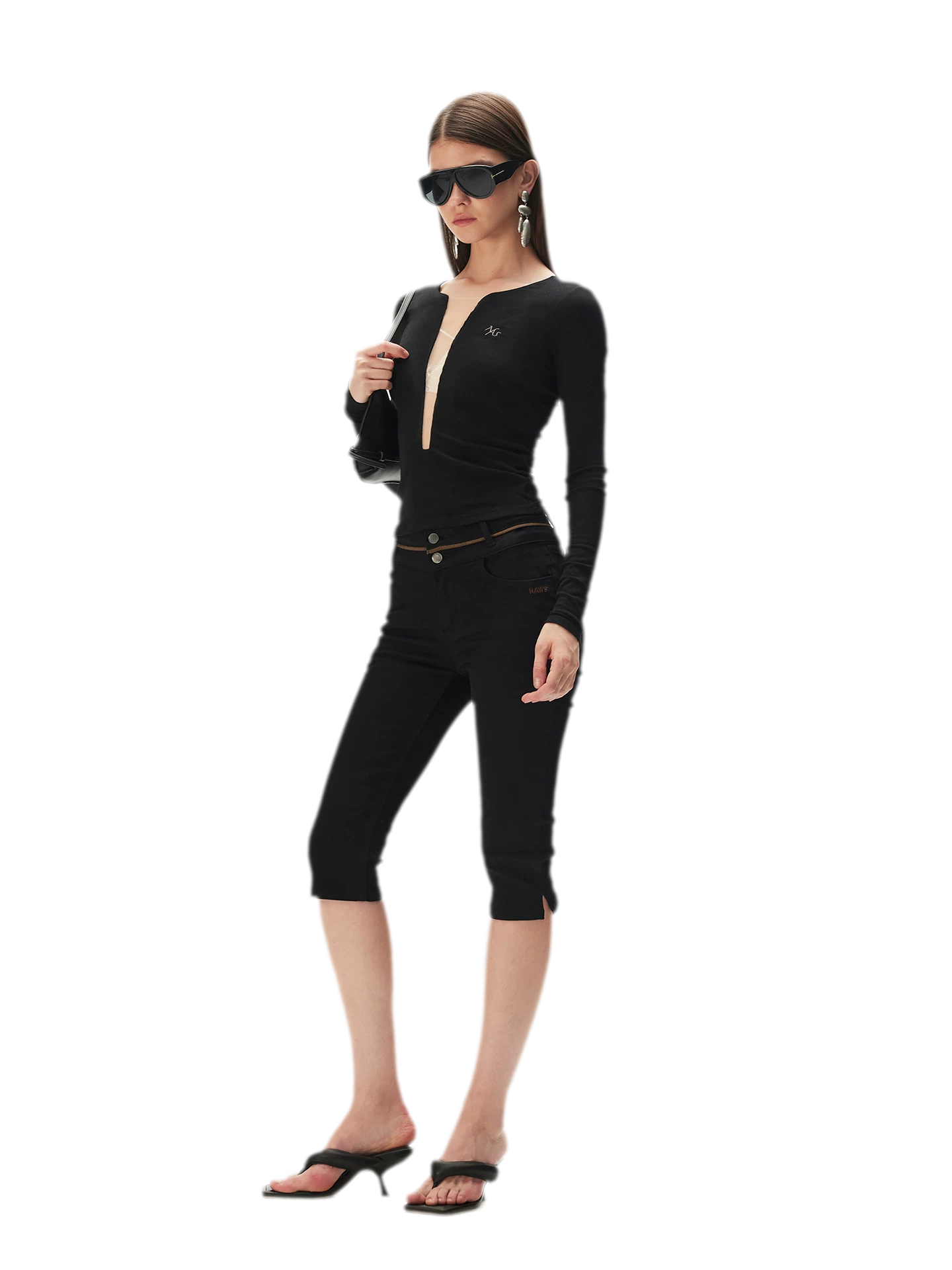 Mesh V-Neck Slim Tee