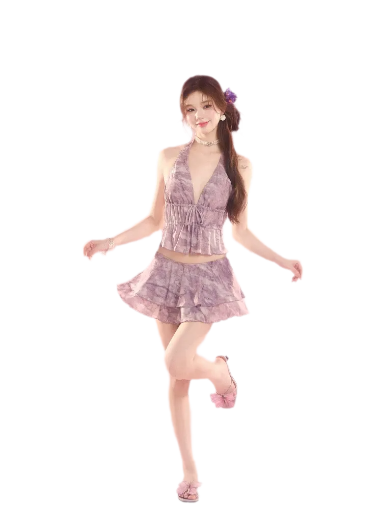 Monet Purple Ruffle Swimsuit