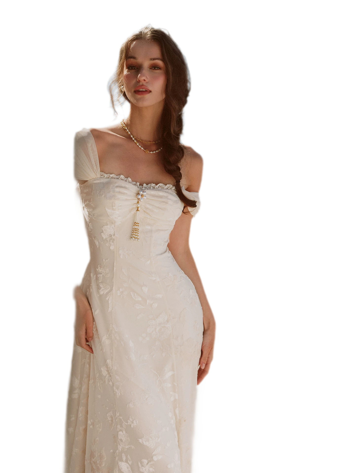 Floral Textured Ruched Maxi Dress