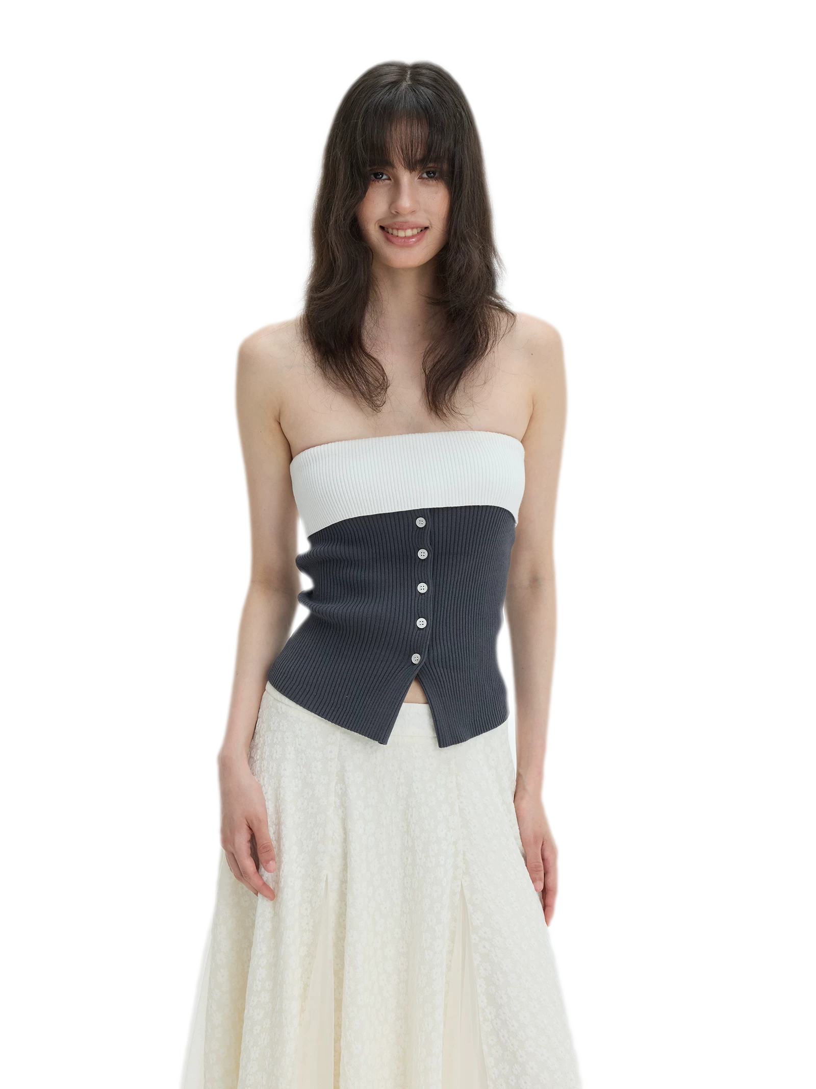 French Colorblock Bandeau Top