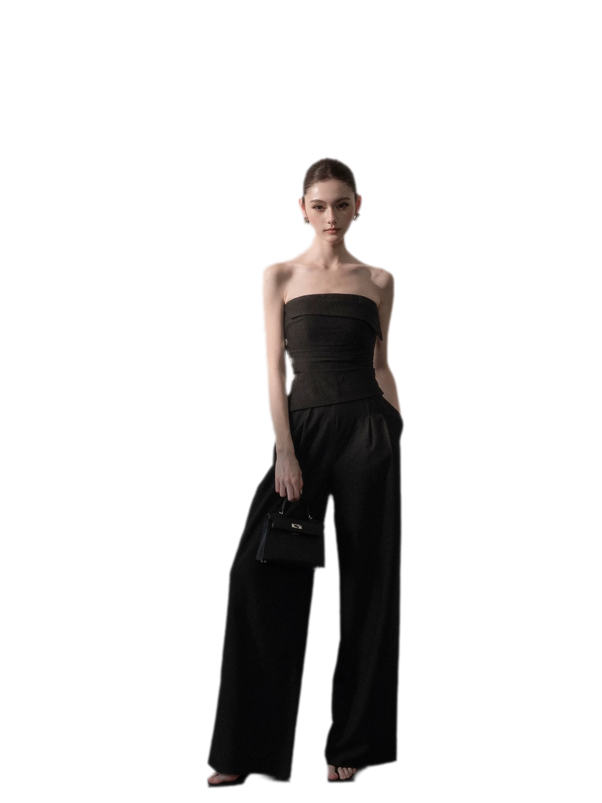 Ruched Strapless Wide-Leg Jumpsuit
