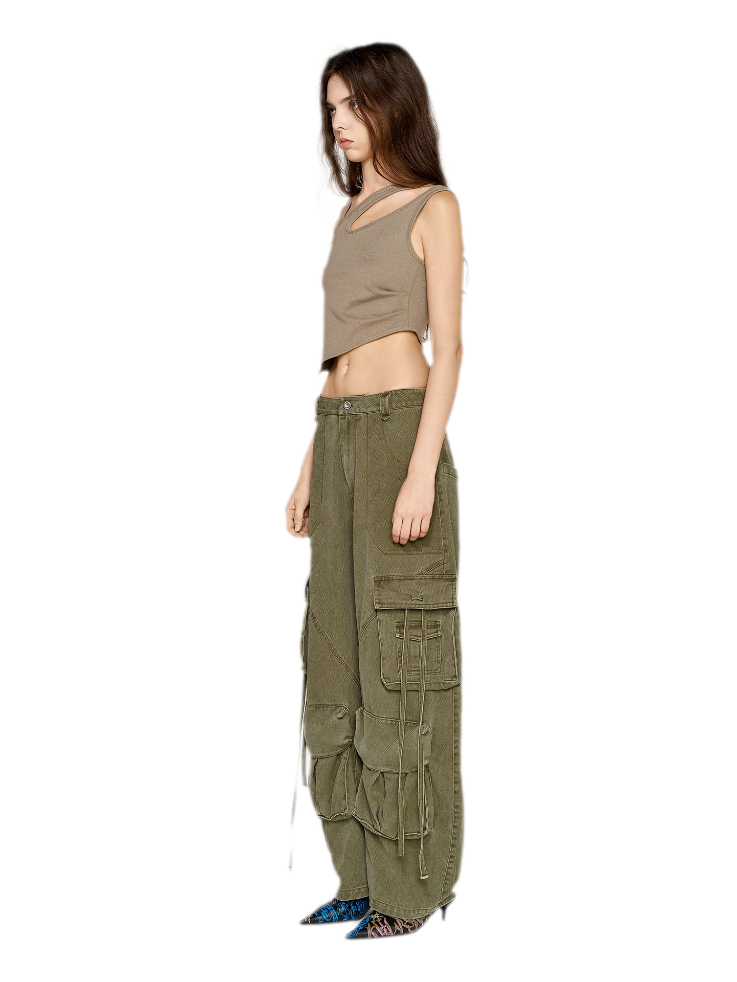 Deconstructed Asymmetric Cutout Tank Top
