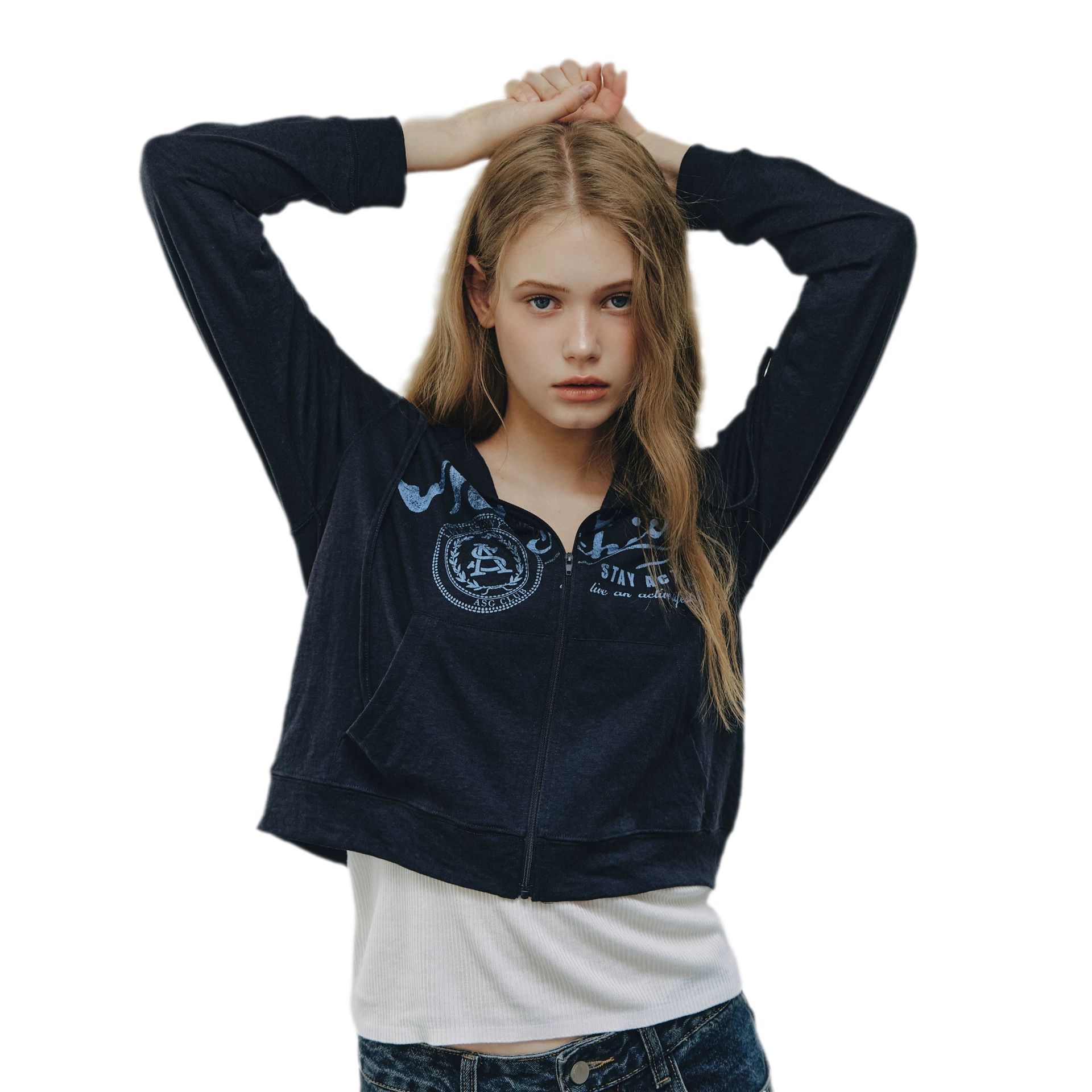 Distressed Cropped Hooded Jacket
