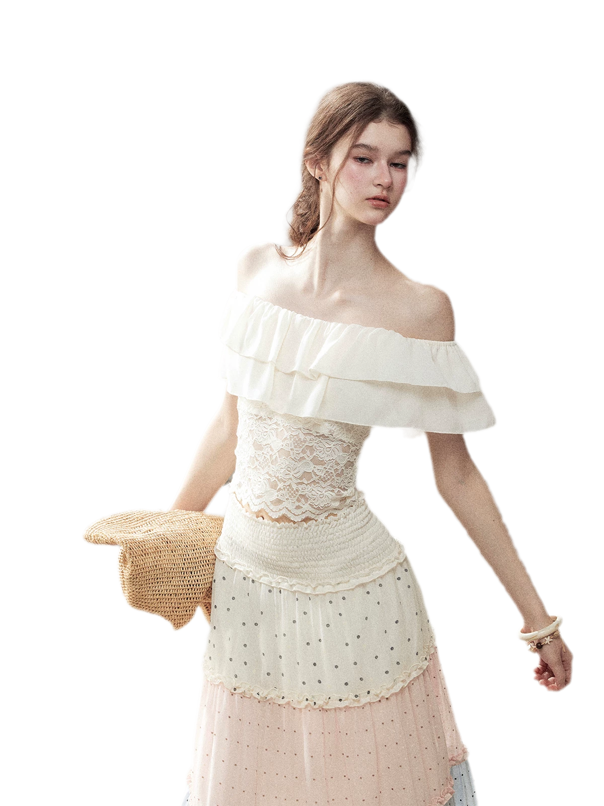Ruffle Lace Off-Shoulder Top