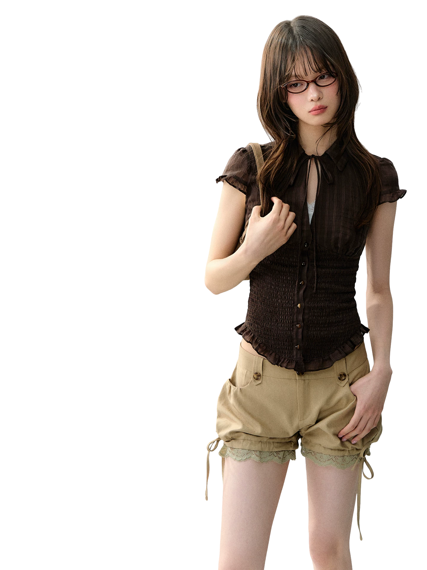 Original Mulberry Silk Lyocell Shirred Waist Blouse