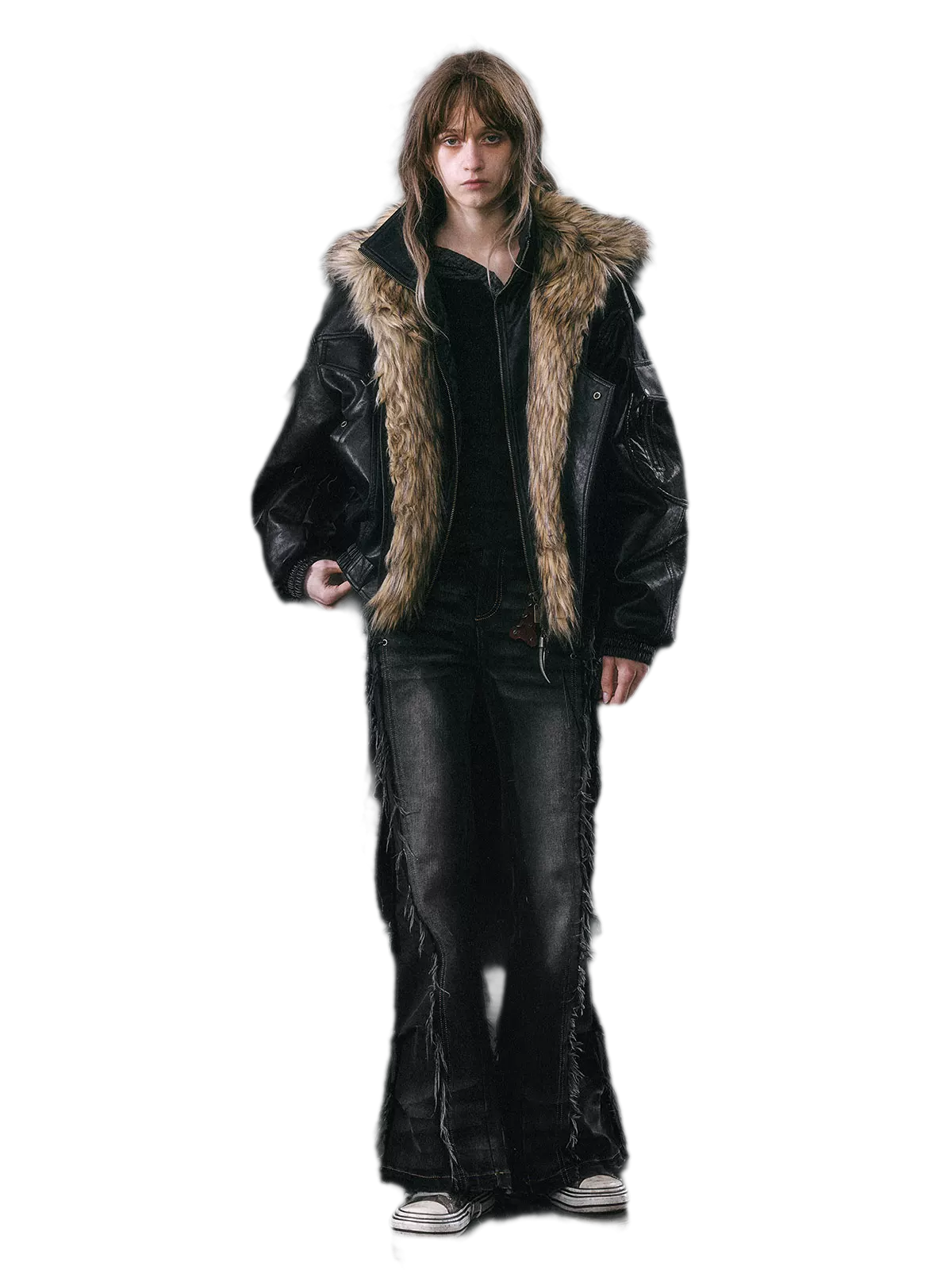 Detachable Fur Collar Flight Jacket