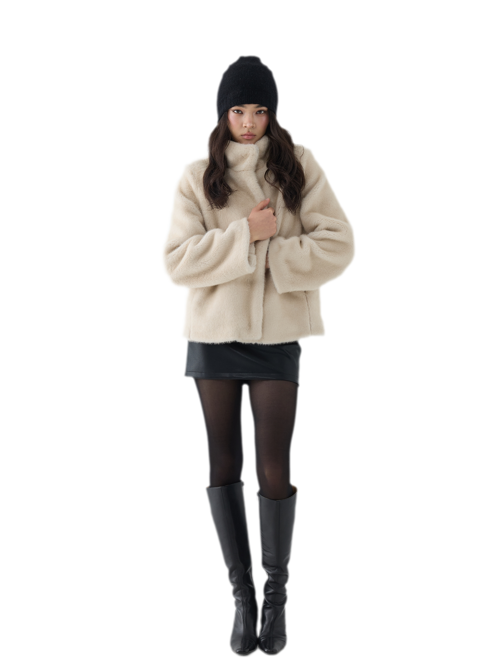 Eco-Friendly Cropped Faux Fur Jacket