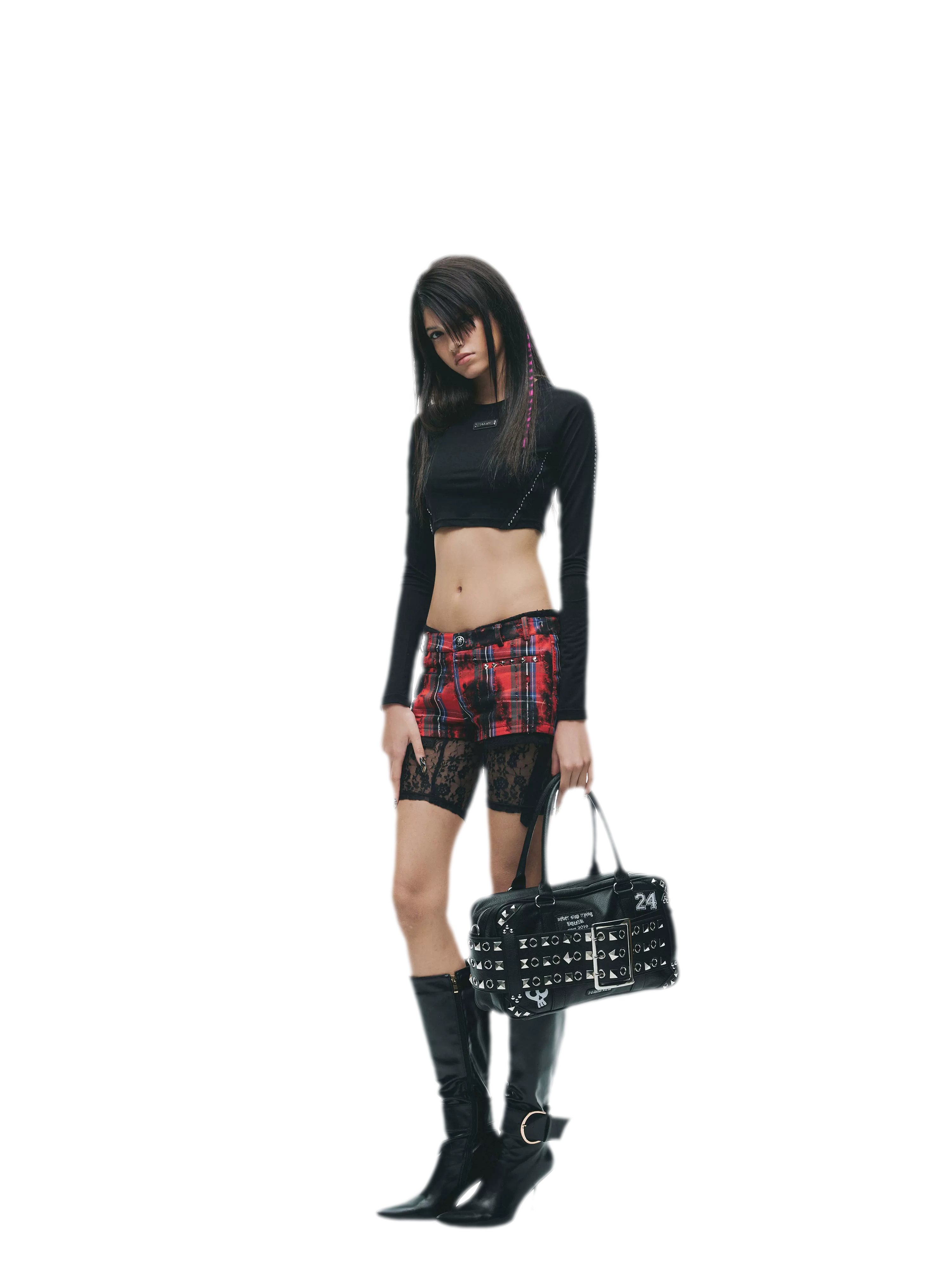 Rivet Cropped Raglan T-Shirt
