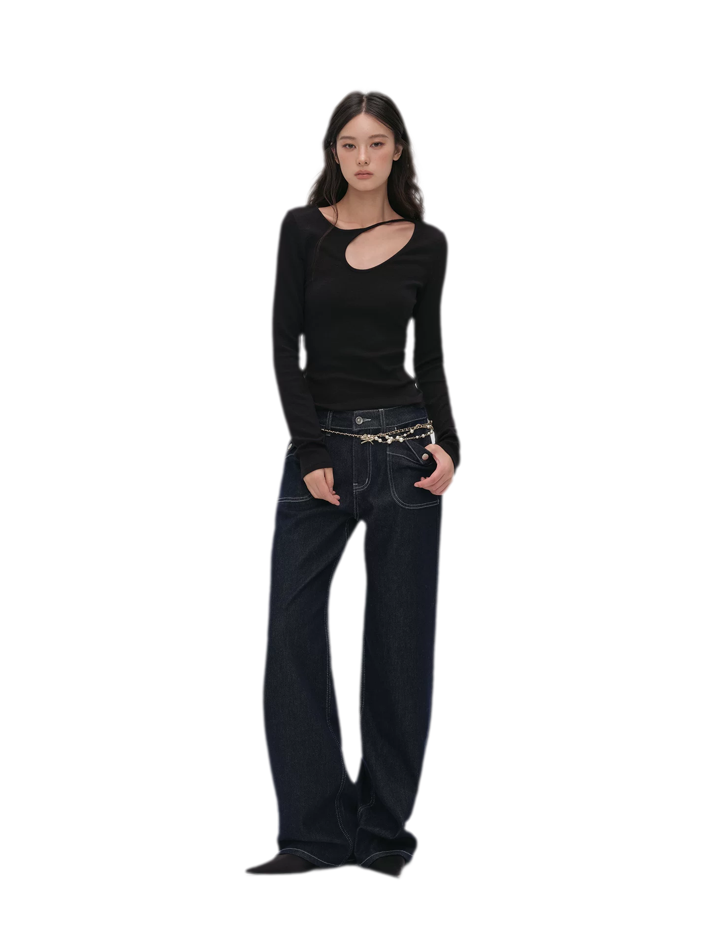 Lyocell Asymmetric Cutout Top