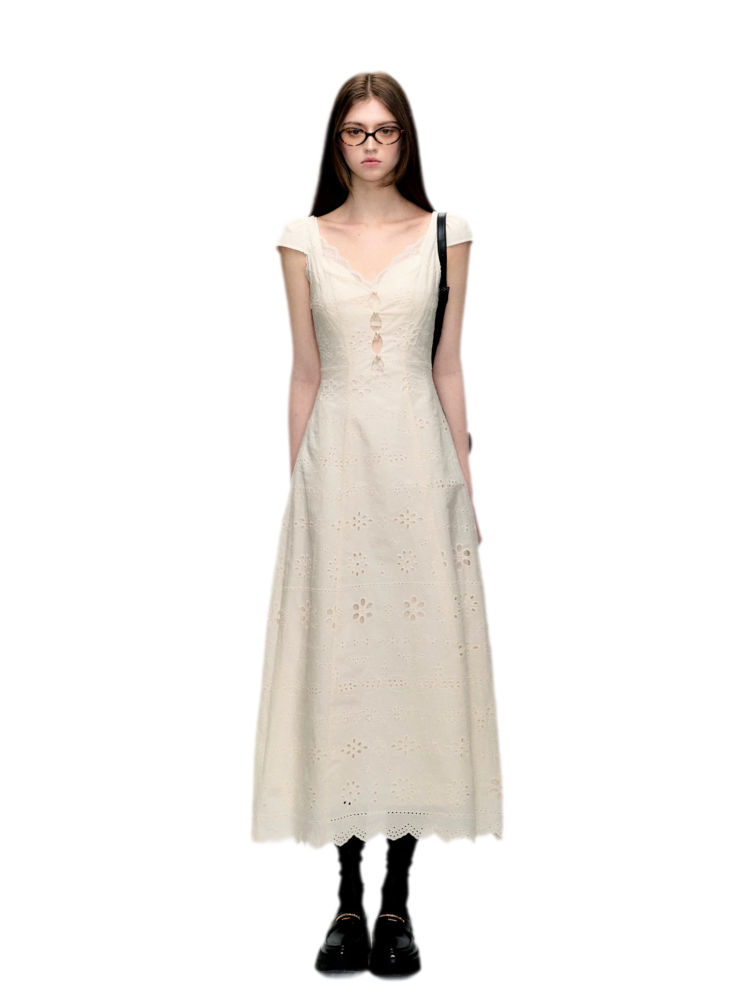 Broderie Lace Midi Dress