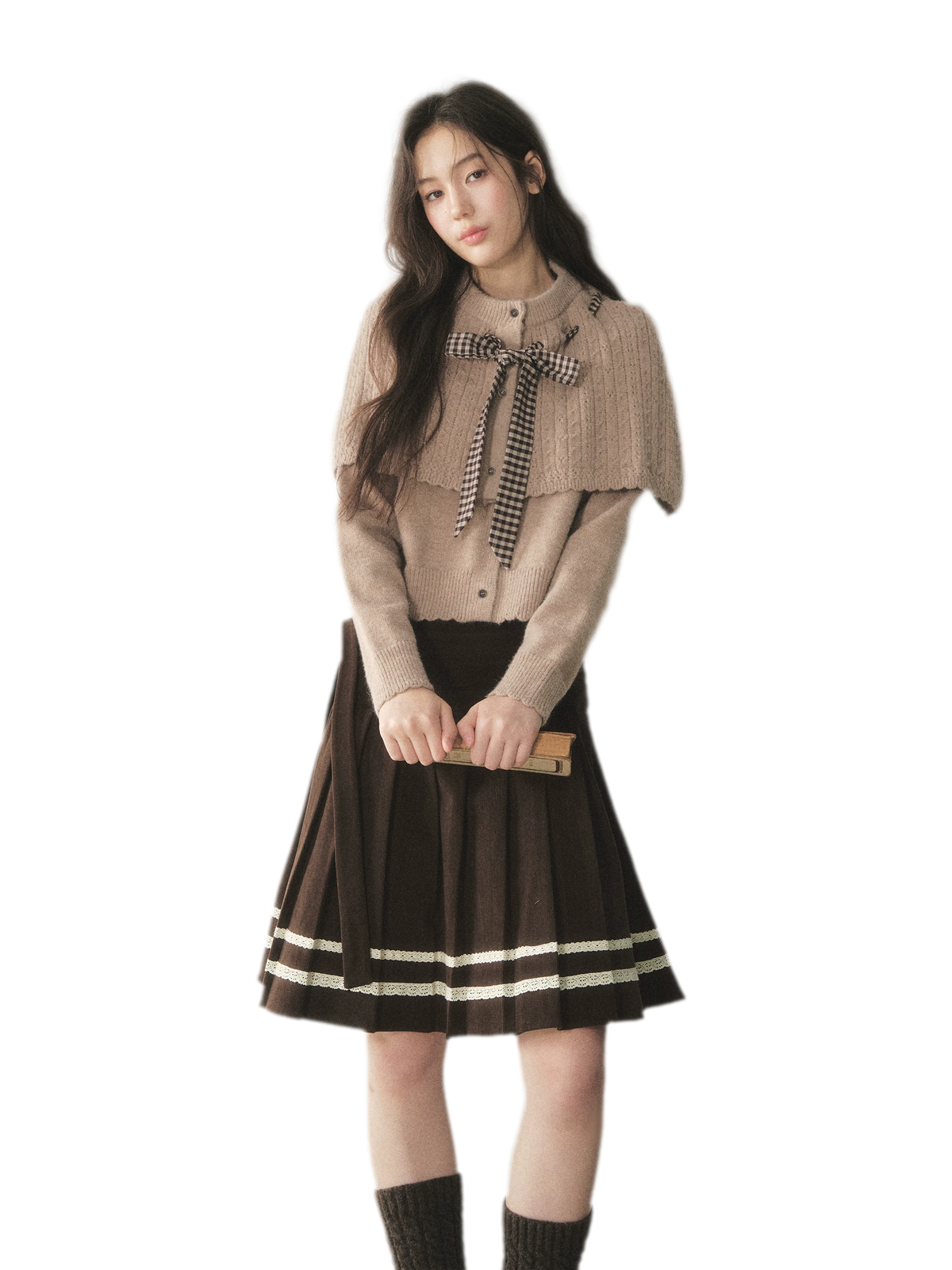 Cable Knit Cape Cardigan Set