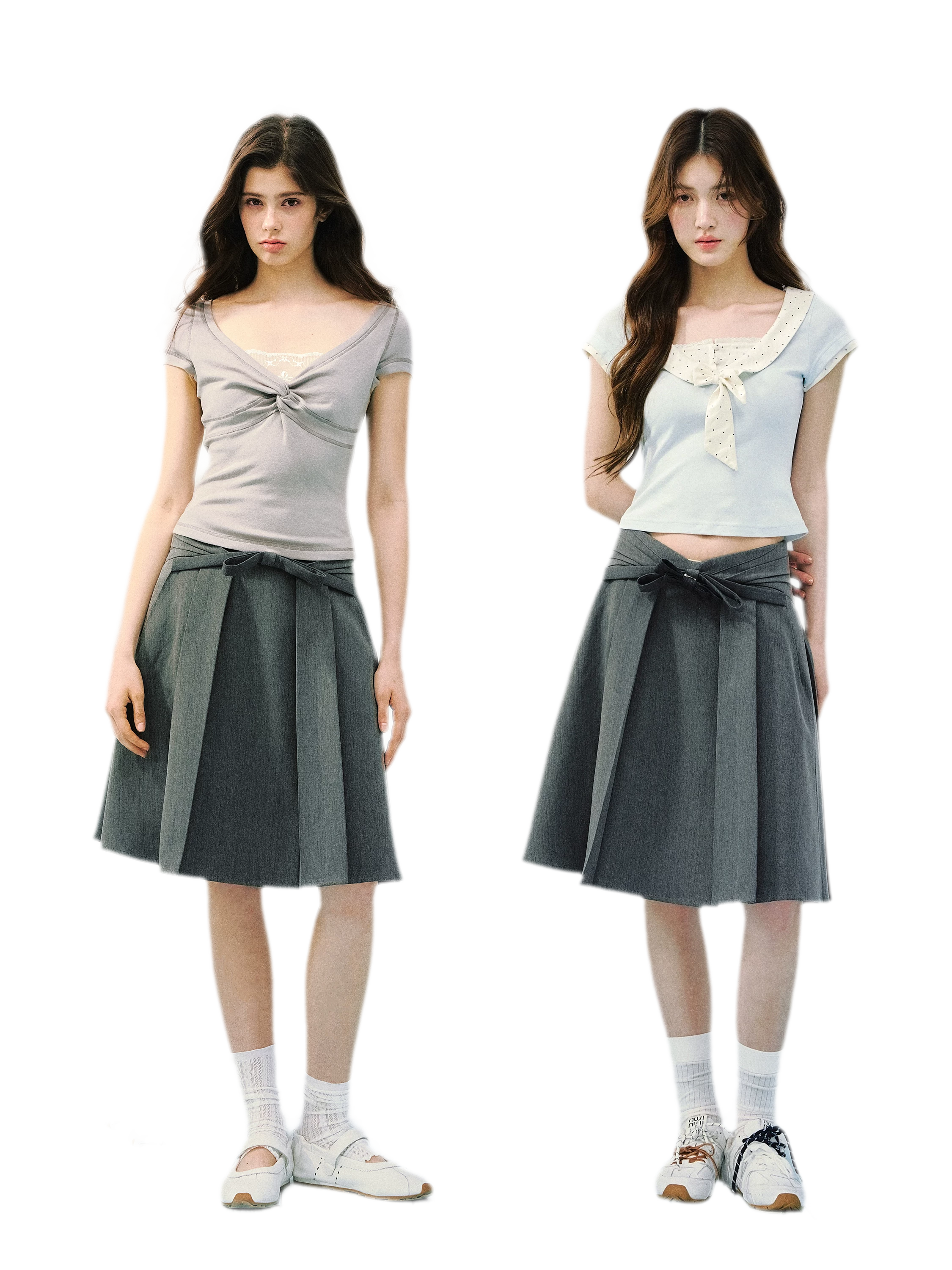 High Waist Pleated Midi Skirt