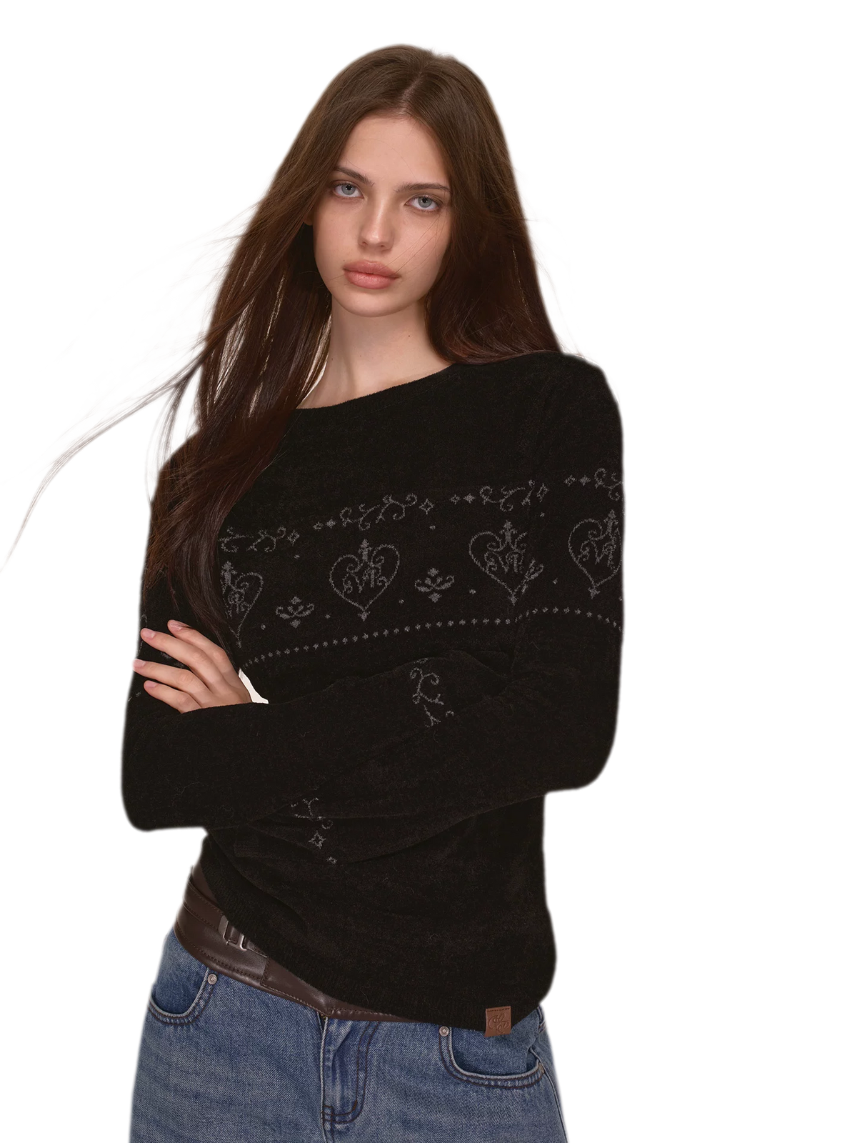 Fair-Isle-Pullover mit dreidimensionalem Plüsch
