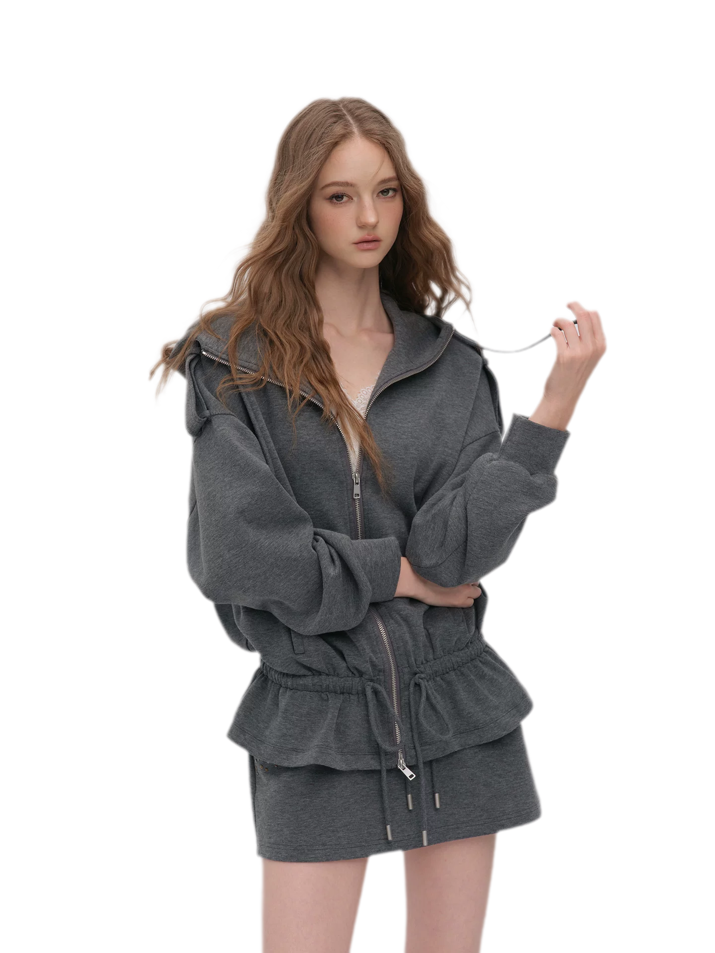 Air-Layer Hooded Skirt Set