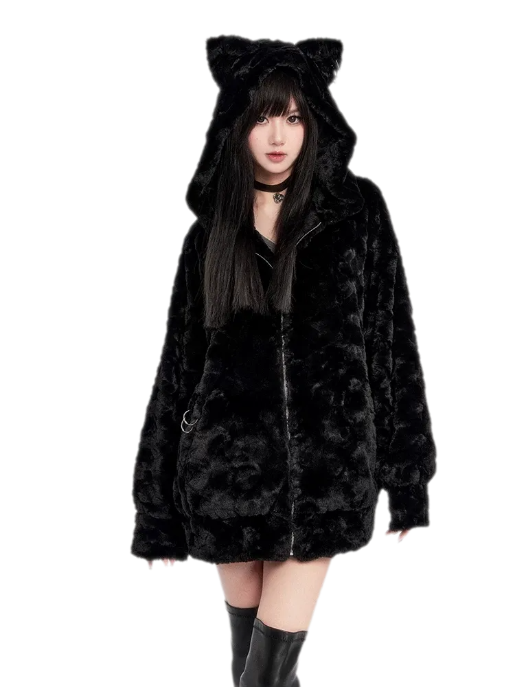 Eco Faux Fur Cat-Ear Hoodie