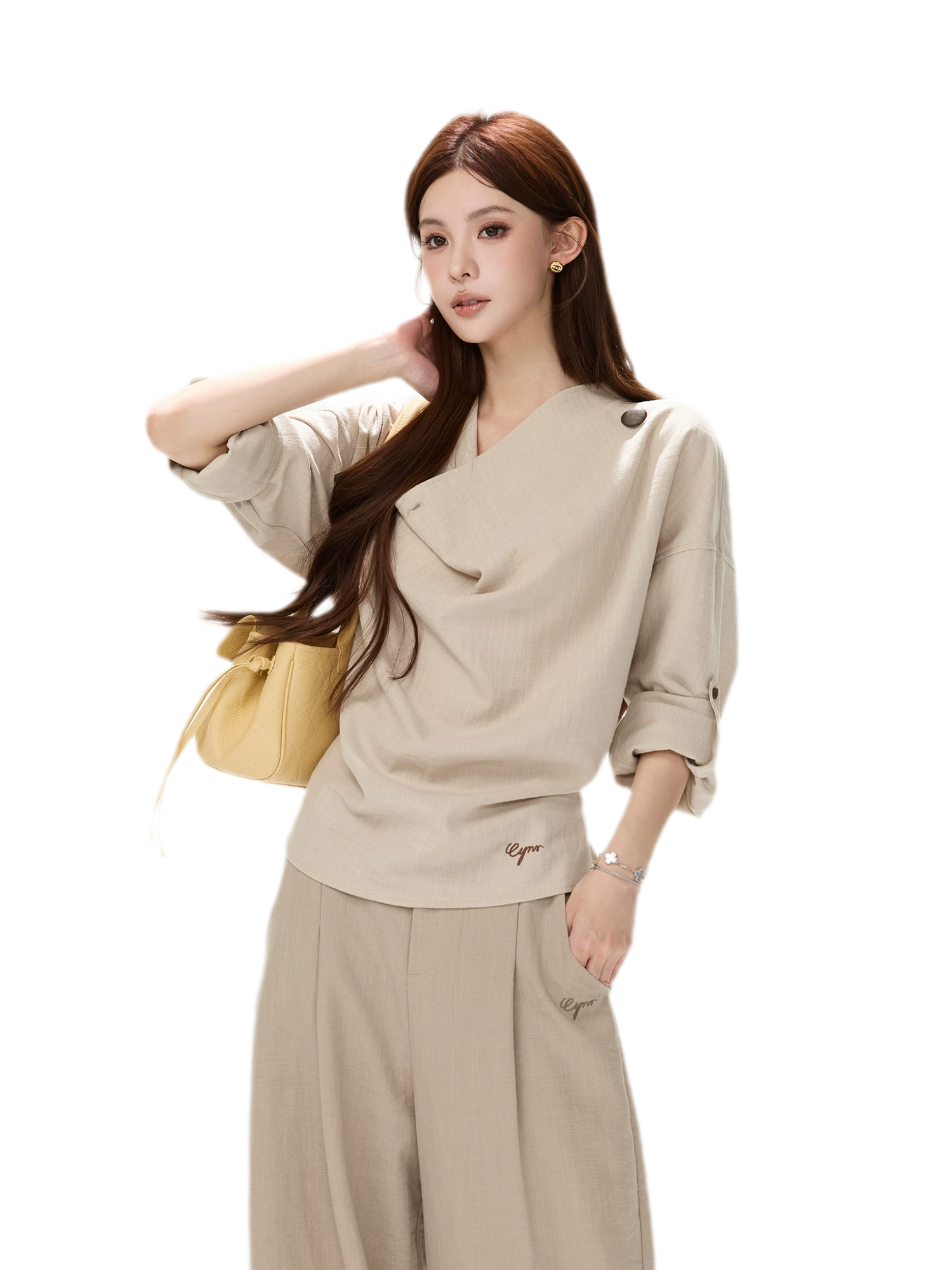 Textured Draped Oversized Shirt