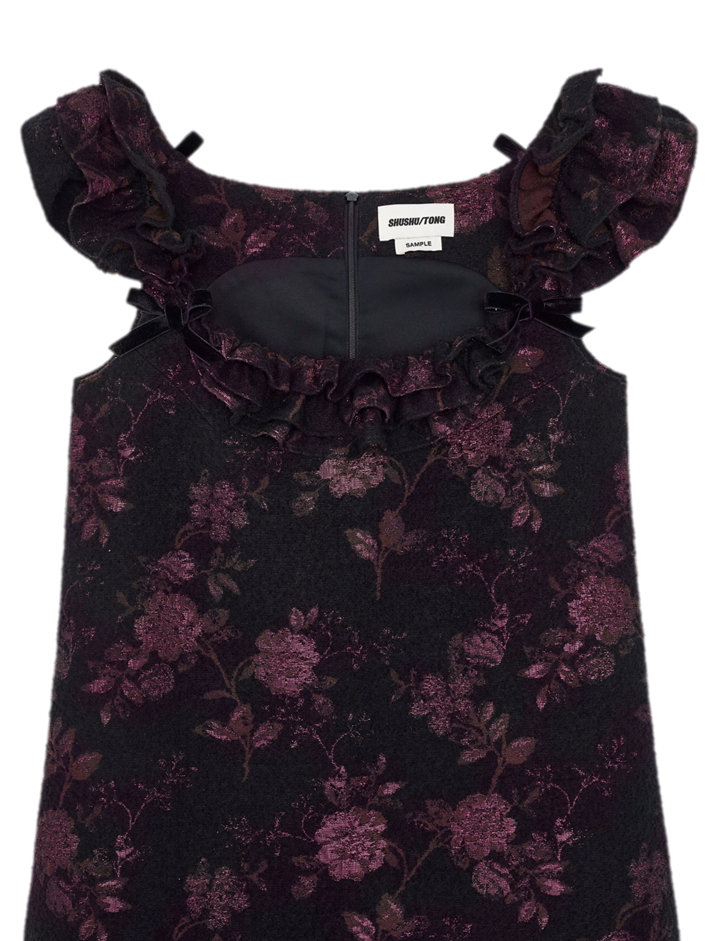 Floral Jacquard Ruffle Mini Dress