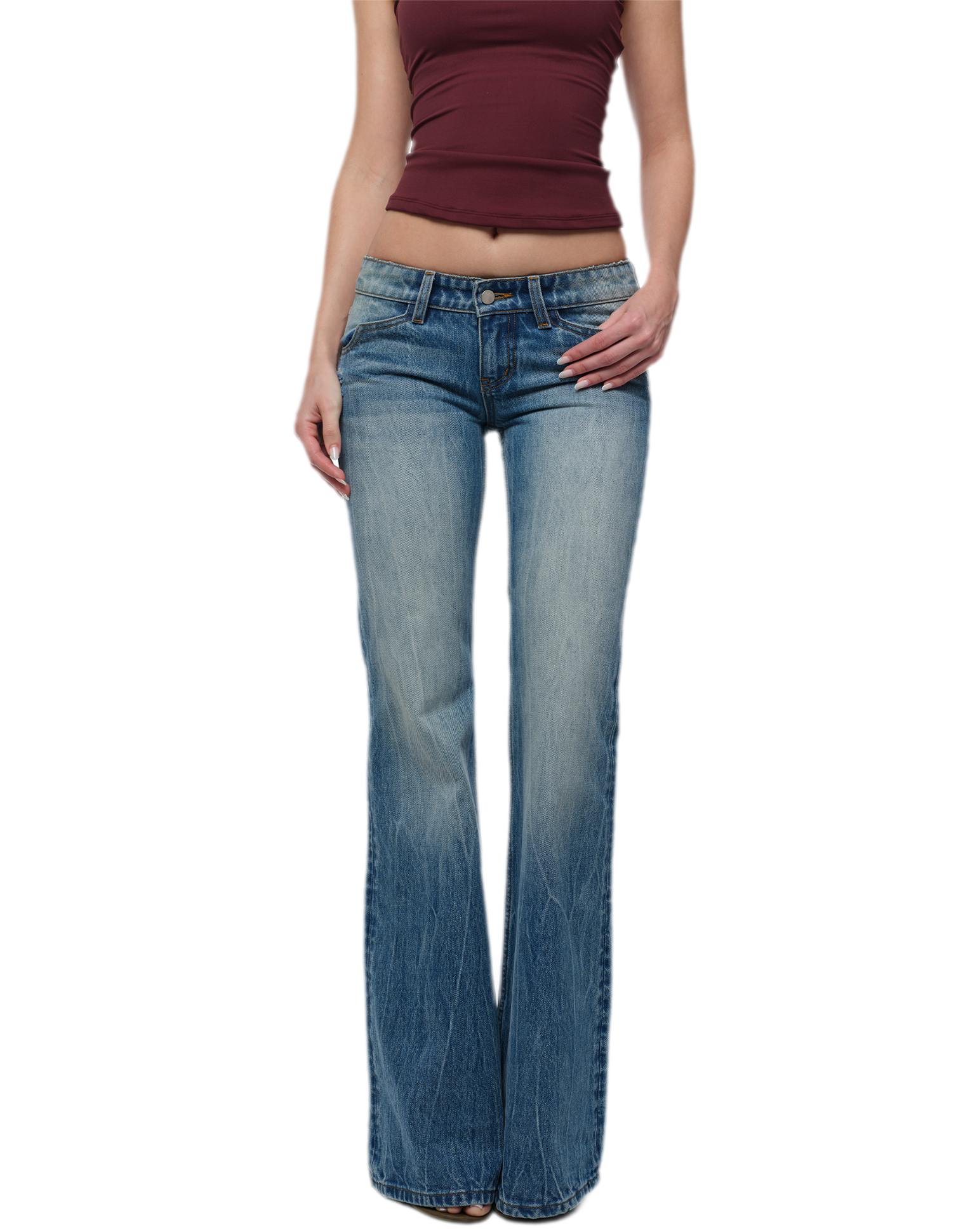 Heavy Wash Wide-Leg Jeans