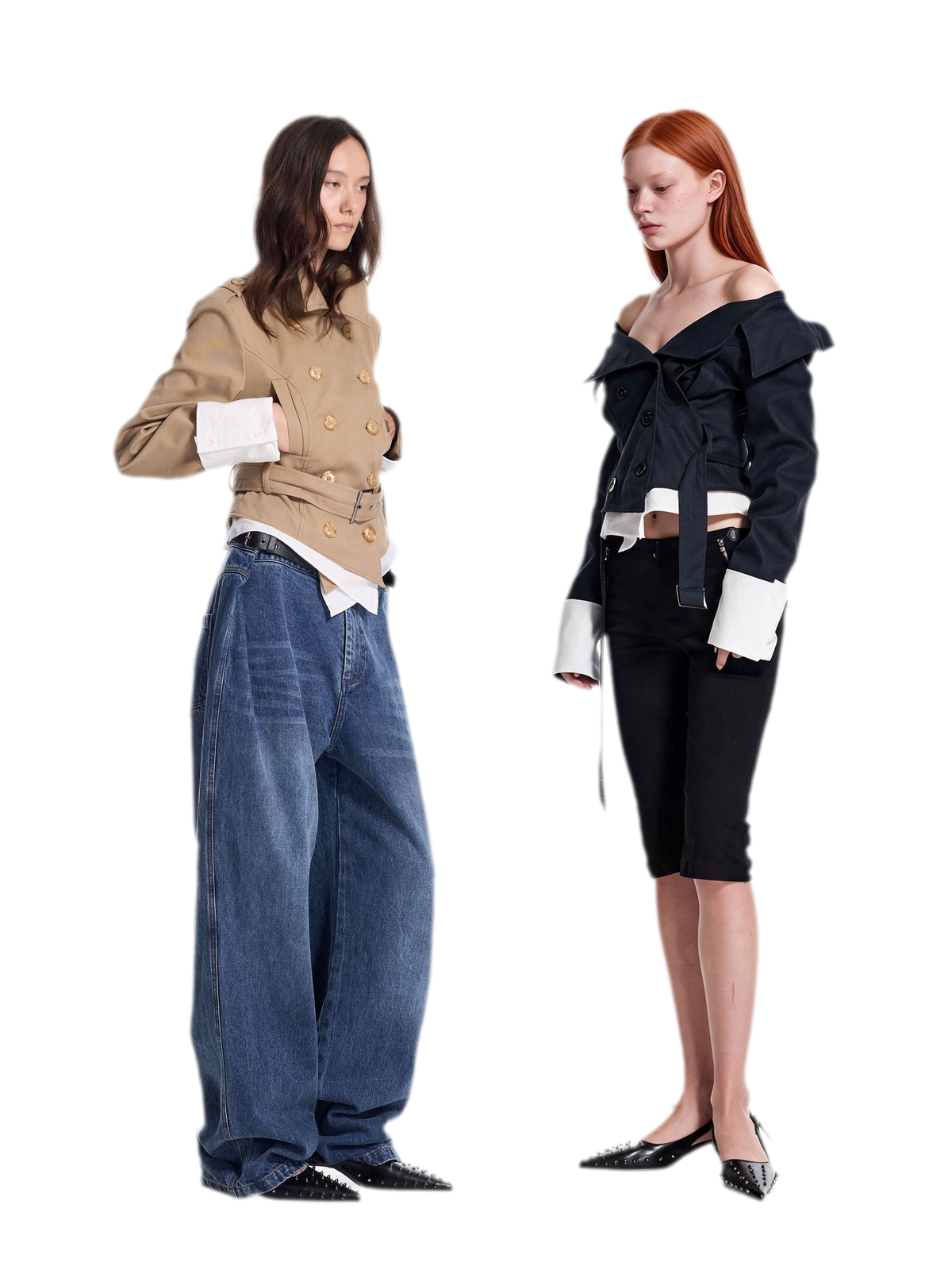 Contrast Cuff Cropped Trench Coat