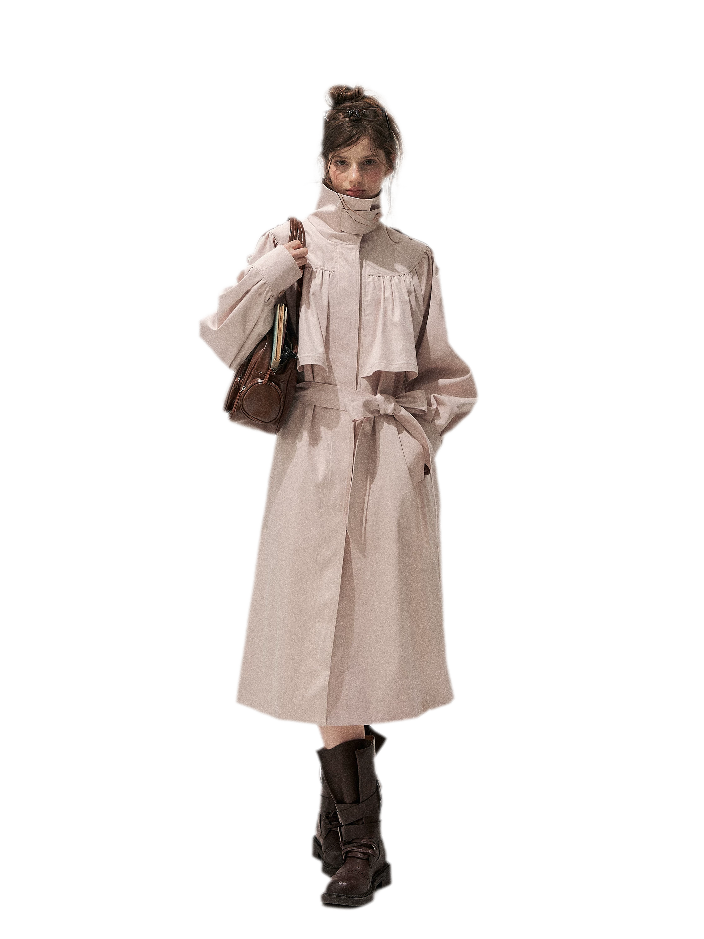 Gathered Cape Trench Coat