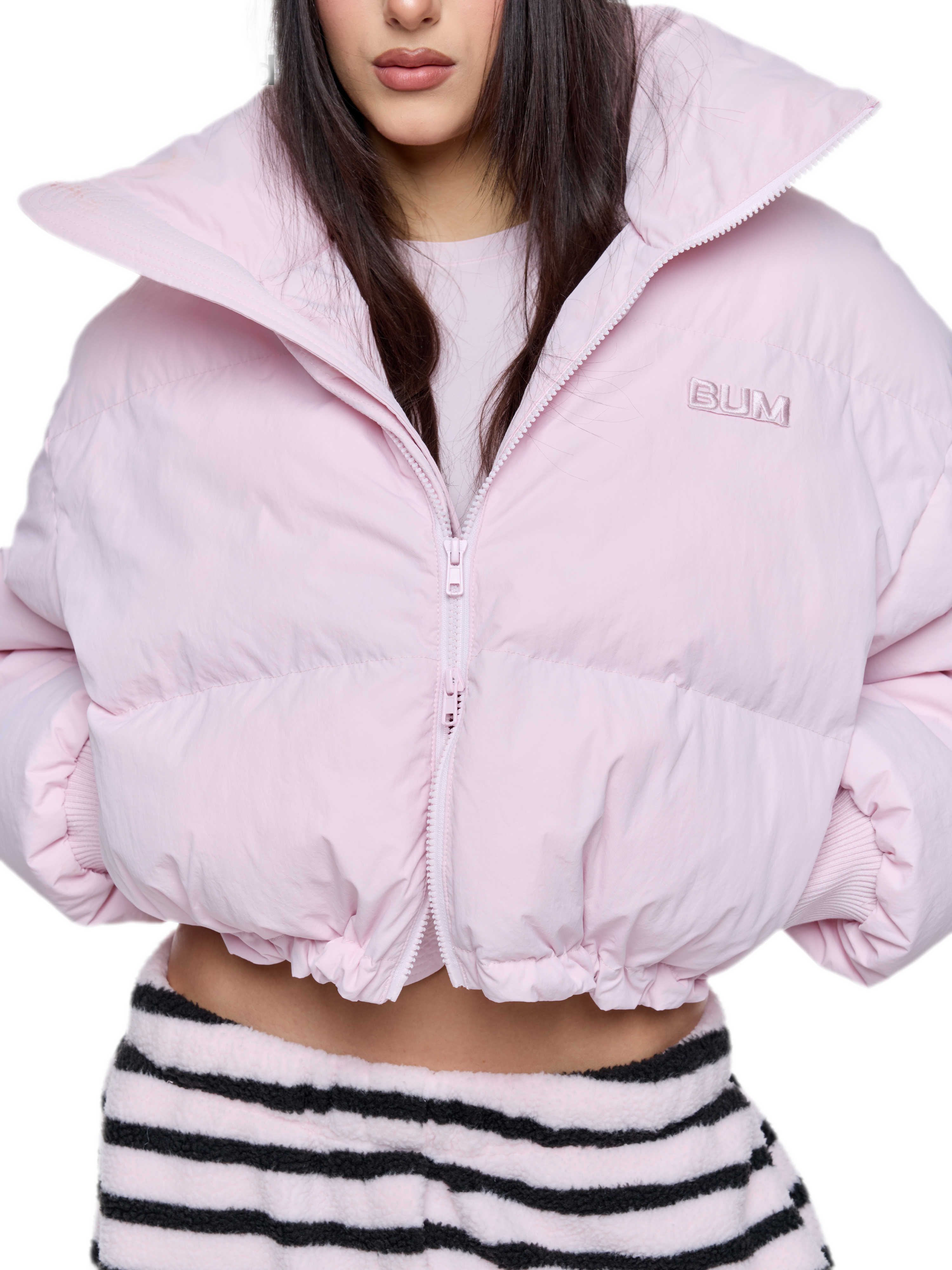 Pink Cropped Puffer Jacket