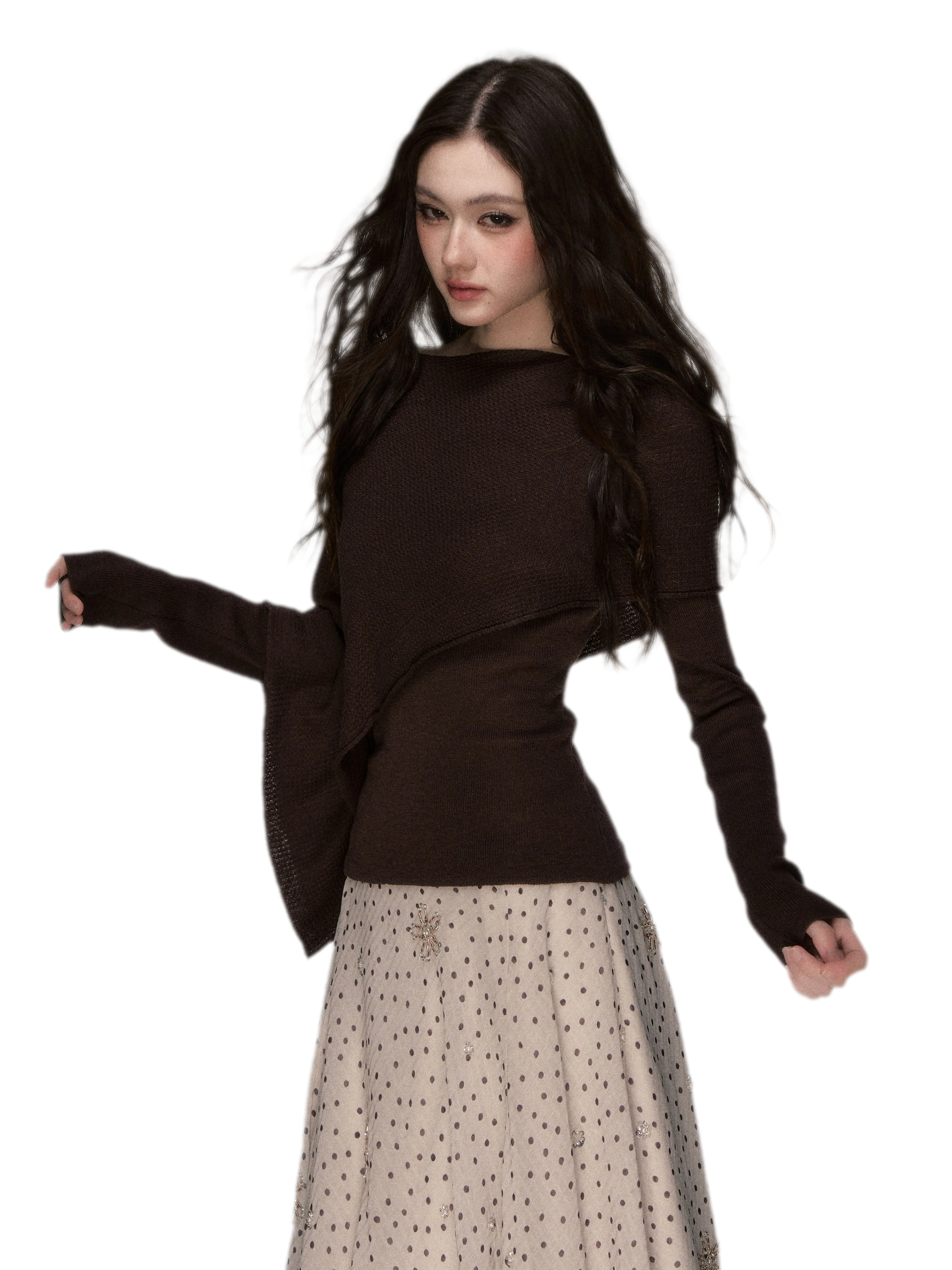 Stretch Shawl Cape Sweater