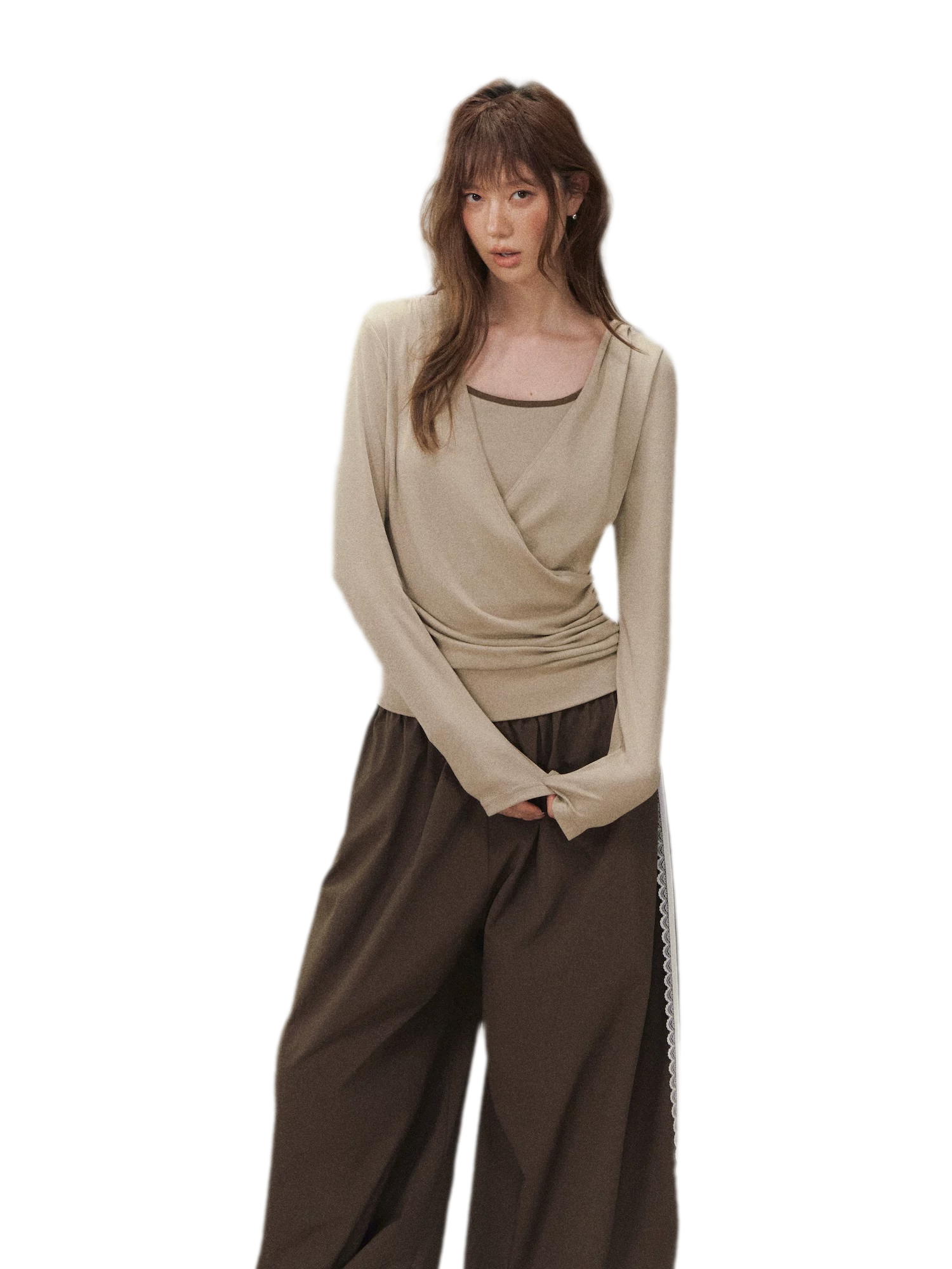 Cross Hooded Long Sleeve Top