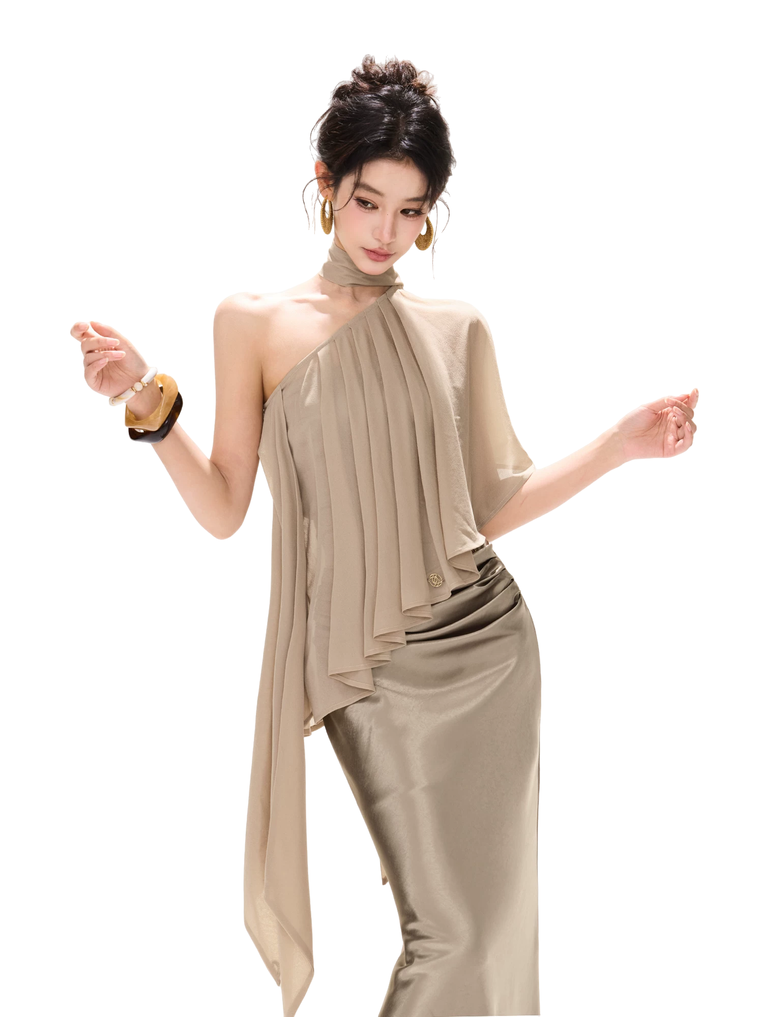 Elegant Loose Chiffon Halter Neck Top
