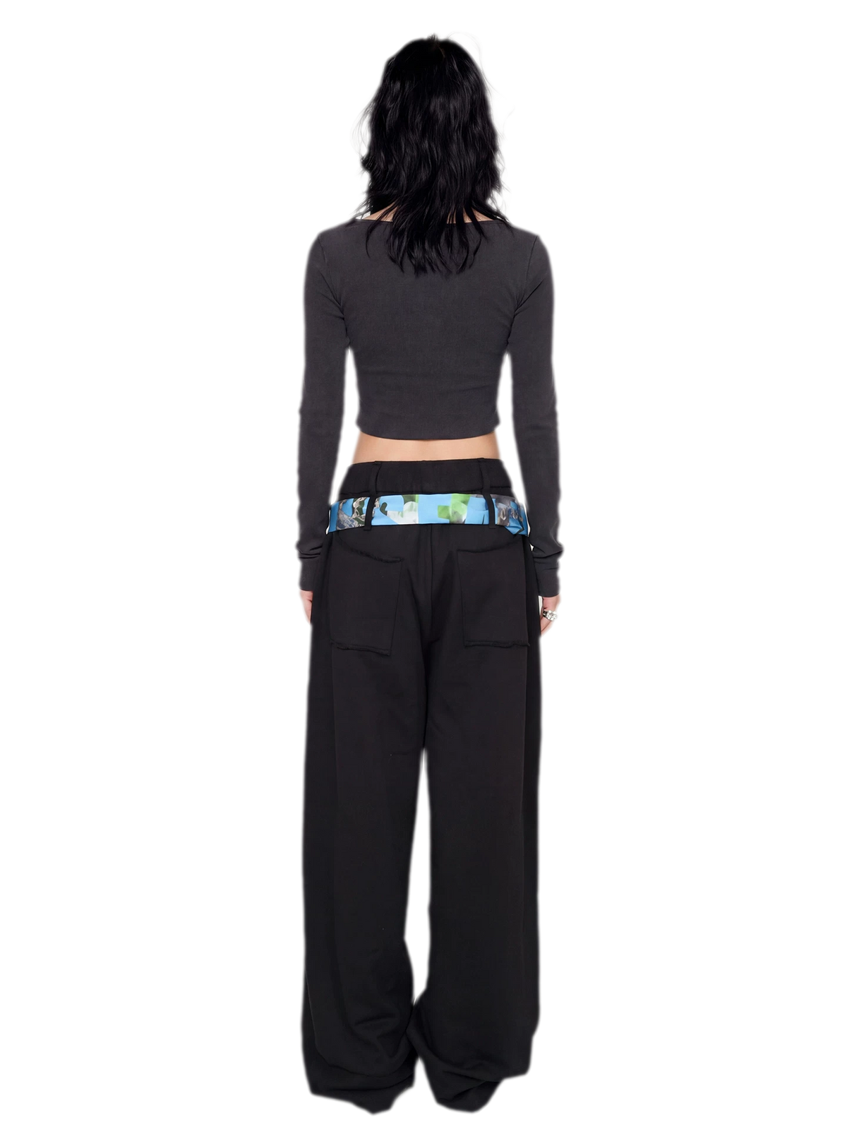 Pantaloni tuta a gamba larga con vita elastica drappeggiata
