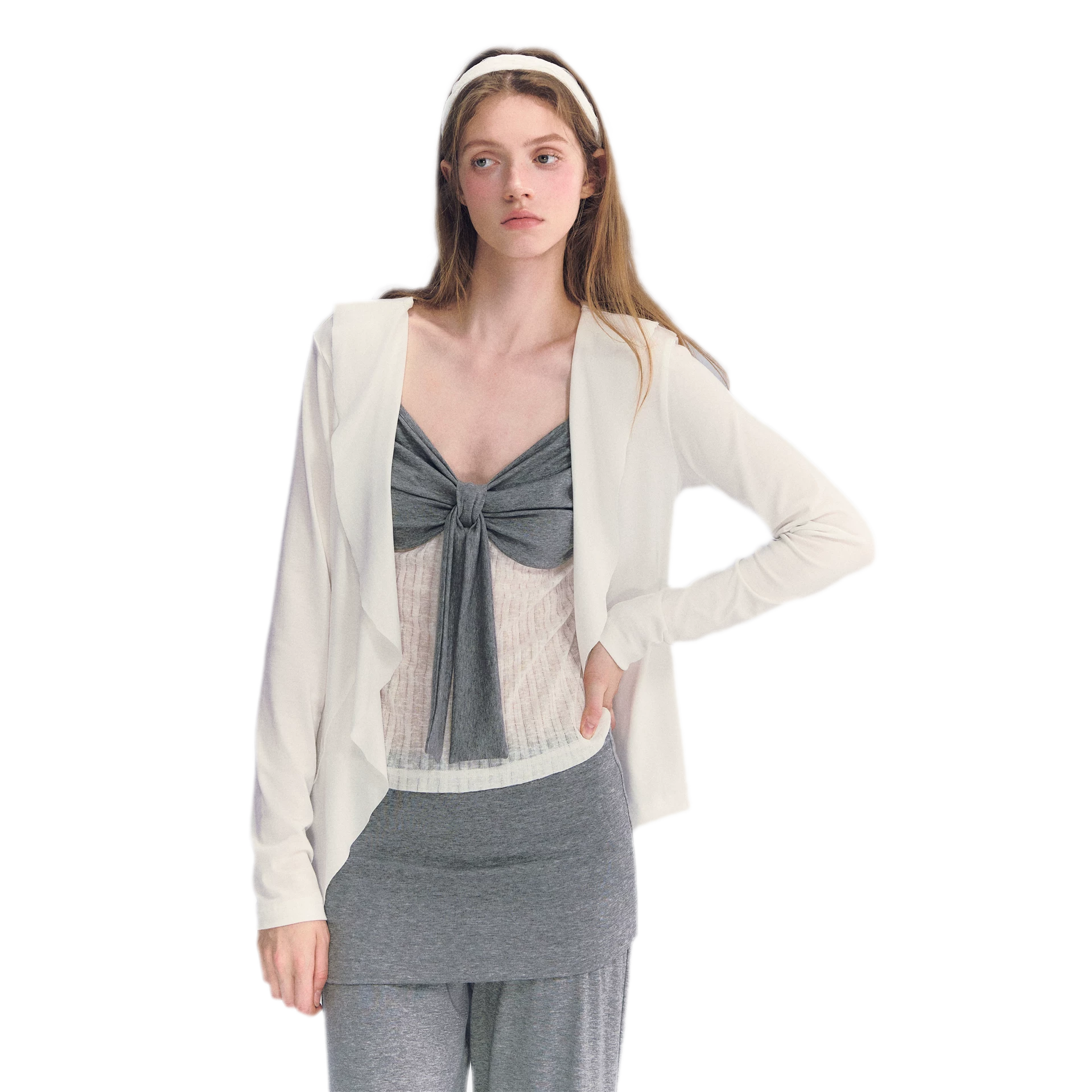 Ruffled Drape Knit Set