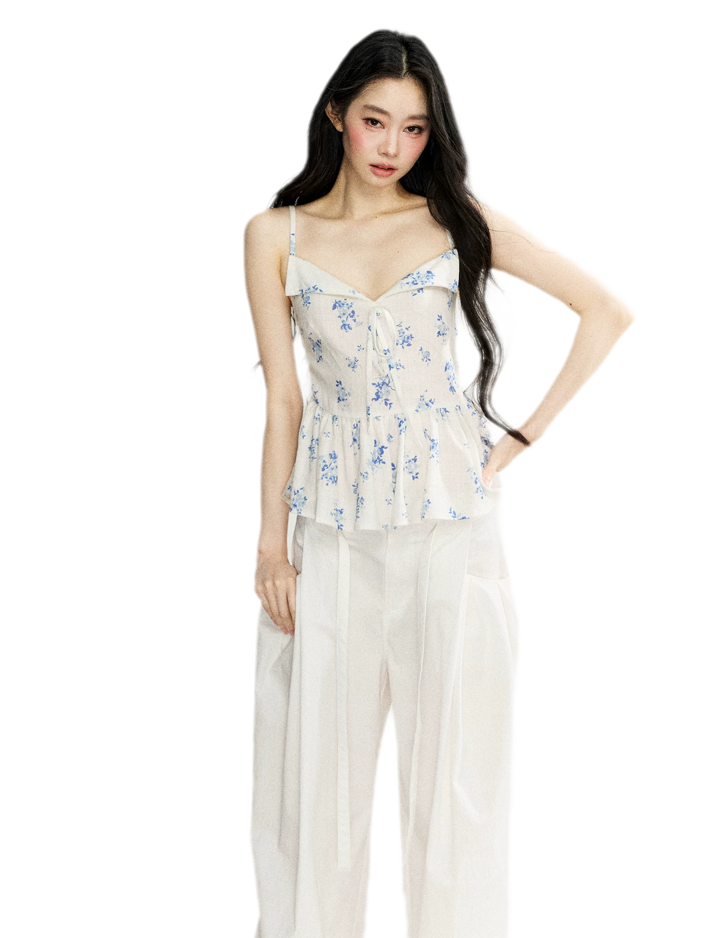 Ruffled Tie Floral Camisole