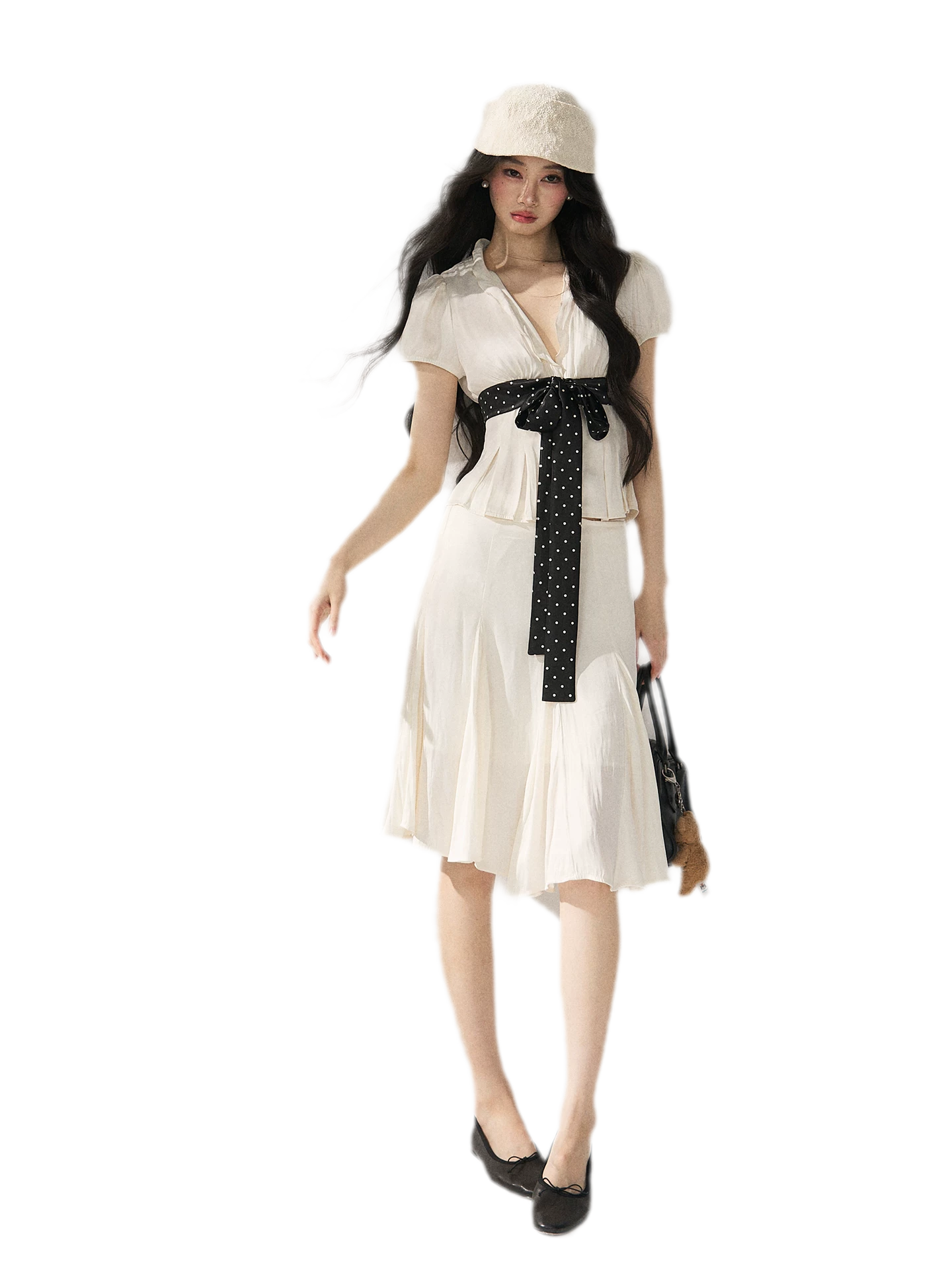 Tie Waist V Neck Tee